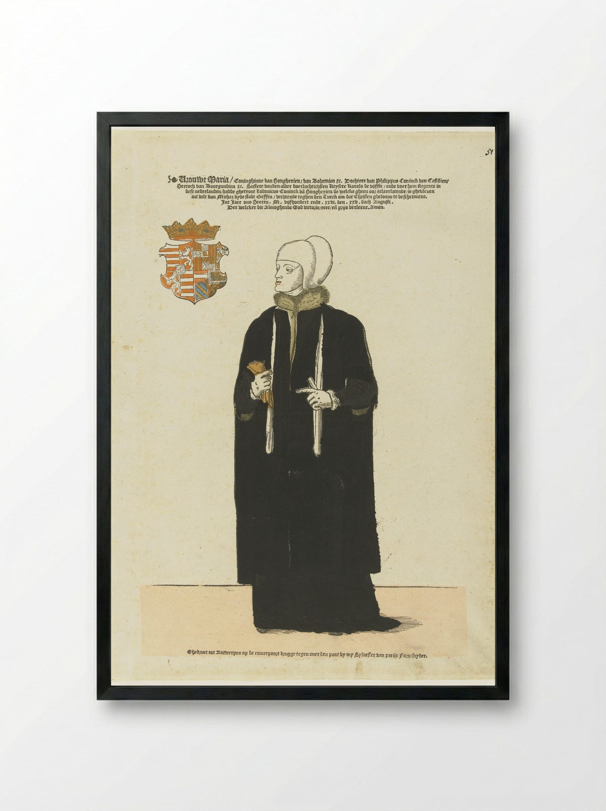 Europese vorsten (Mary of Hungary) - Sylvester van Parijs - Framed Print Black