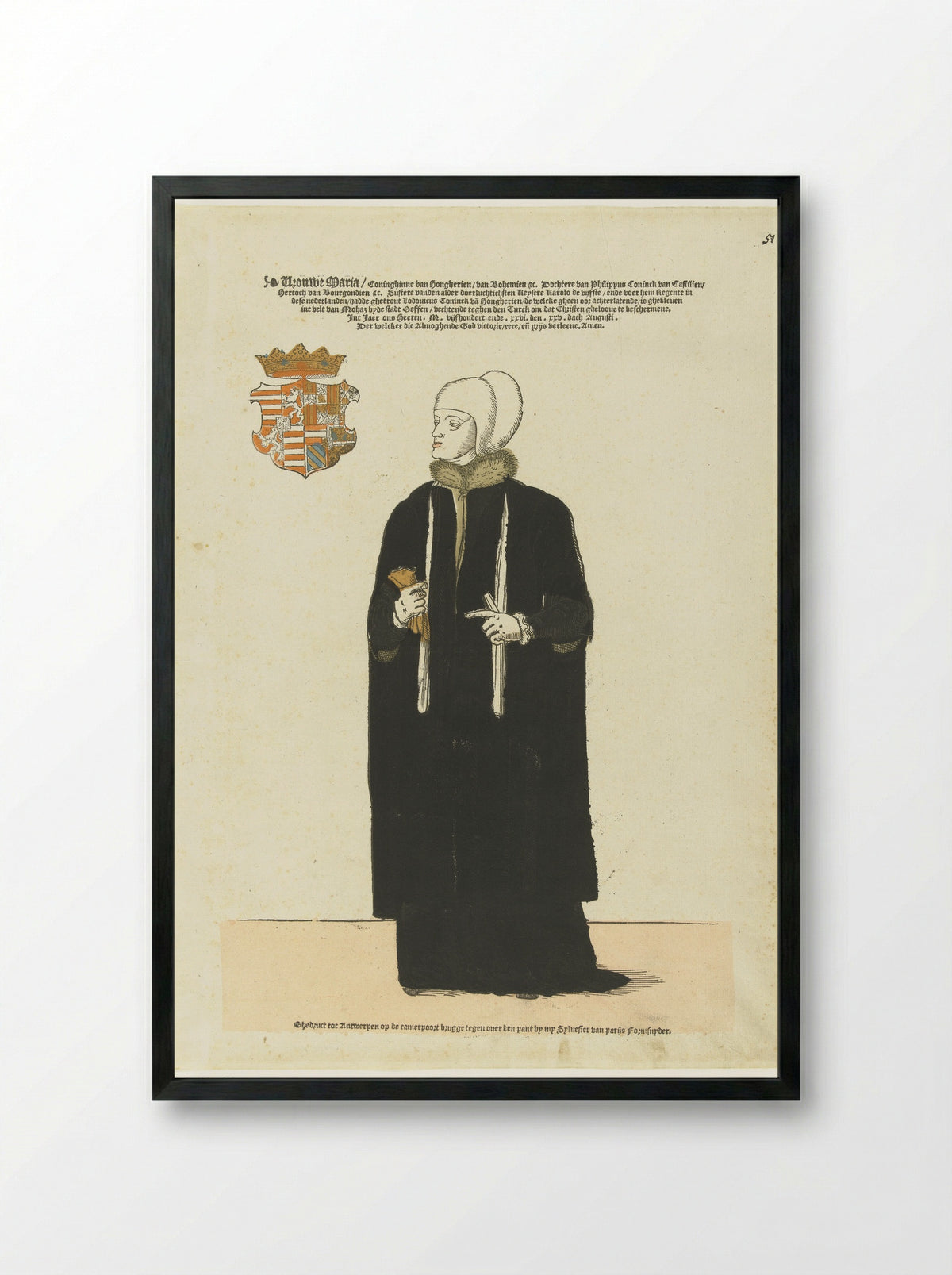 Europese vorsten (Mary of Hungary) - Sylvester van Parijs - Framed Print Black