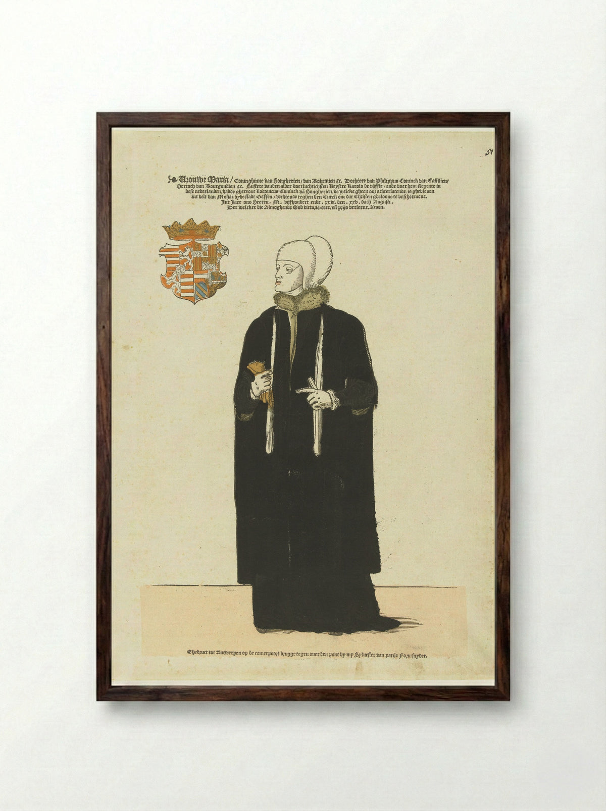 Europese vorsten (Mary of Hungary) - Sylvester van Parijs - Framed Print Dark Wood