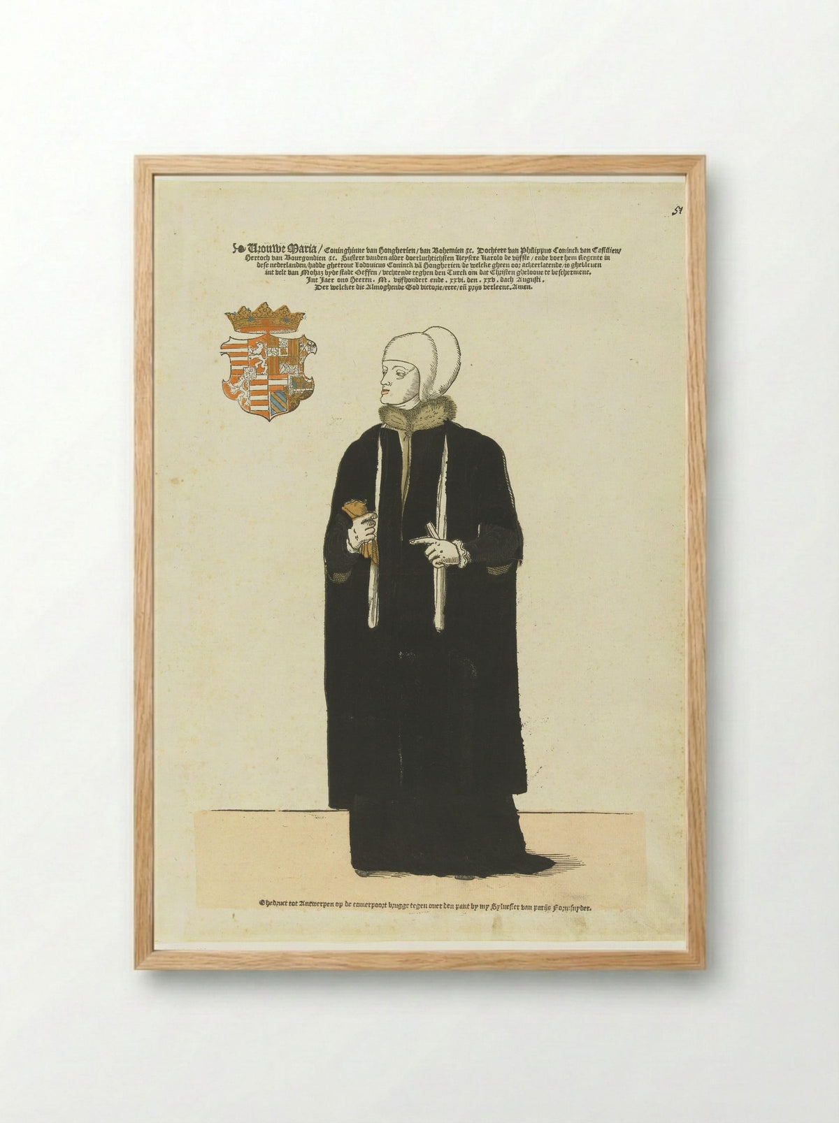Europese vorsten (Mary of Hungary) - Sylvester van Parijs - Framed Print Wood