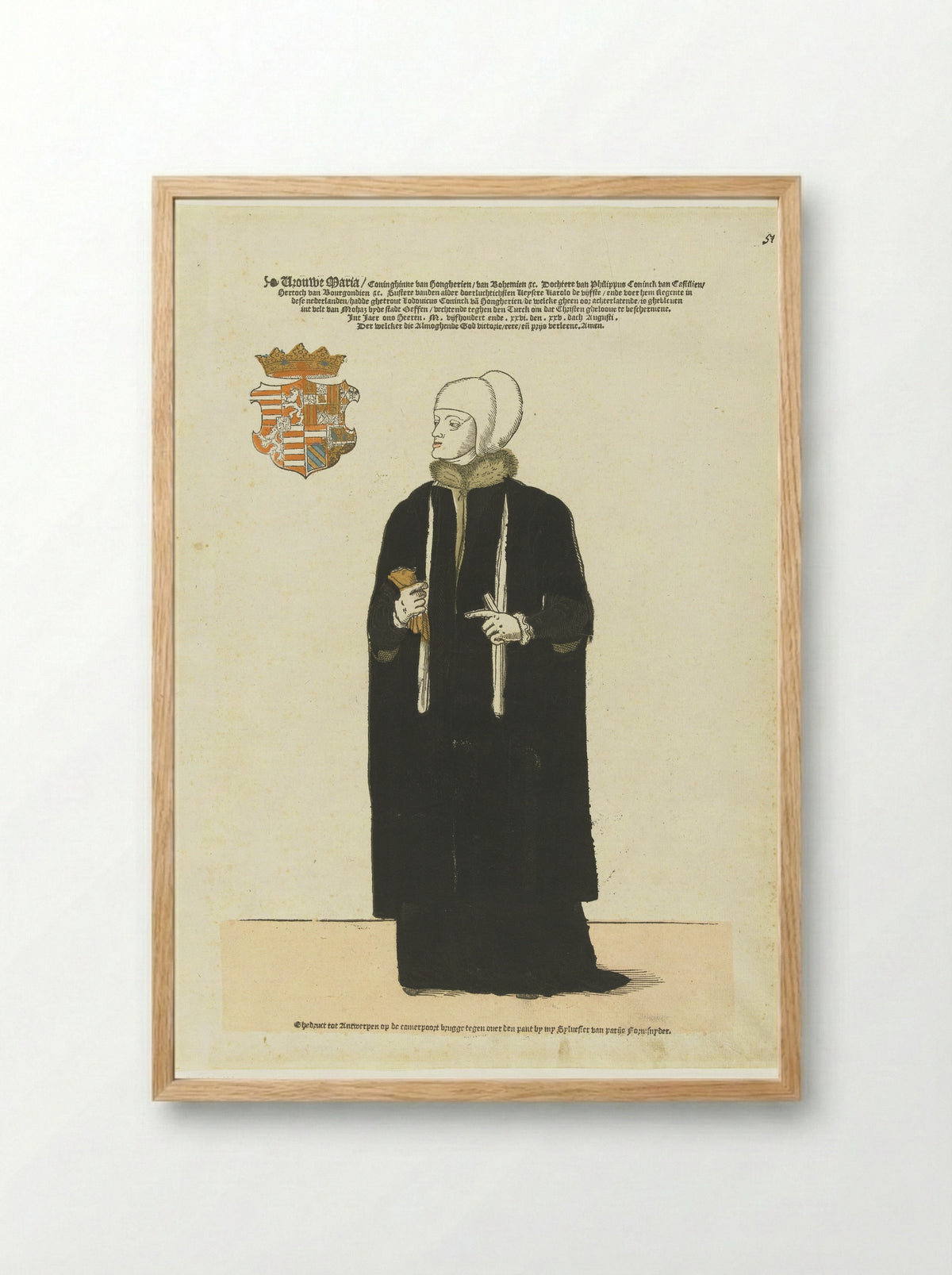 Europese vorsten (Mary of Hungary) - Sylvester van Parijs - Framed Print Wood