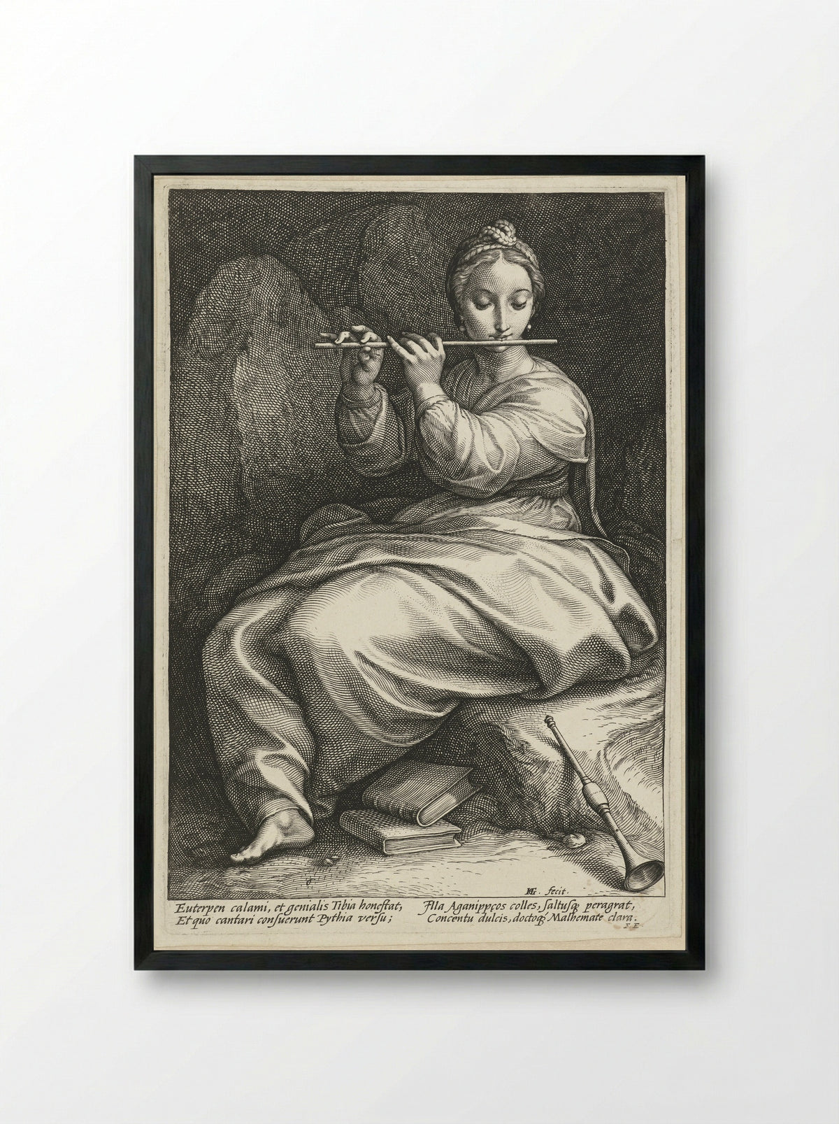 Euterpe - Hendrick Goltzius - Framed Print Black