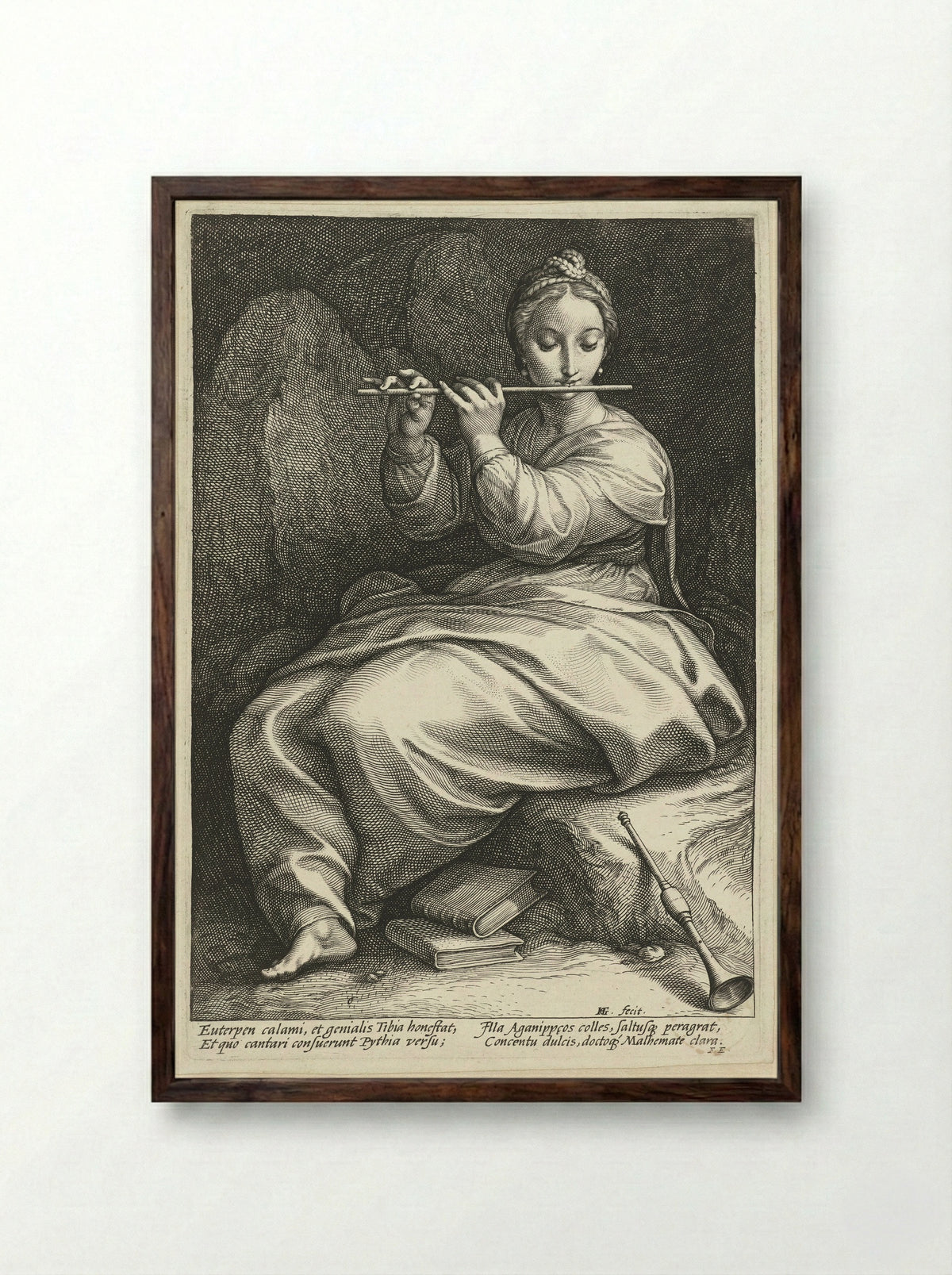 Euterpe - Hendrick Goltzius - Framed Print Dark Wood
