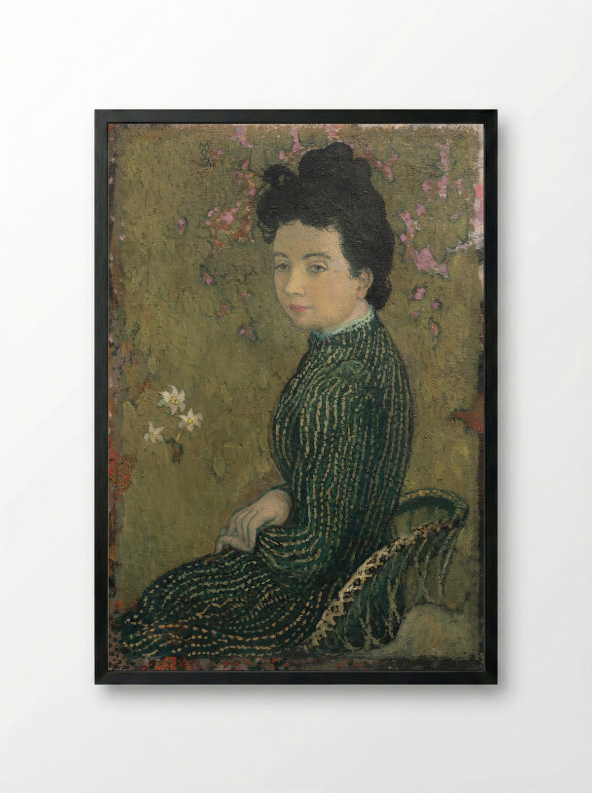 Eva Meurier in a Green Dress - Maurice Denis - Framed Print Black