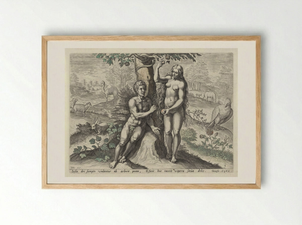 Eva verleidt Adam - Claes Jansz. Visscher (II) - Framed Print Wood