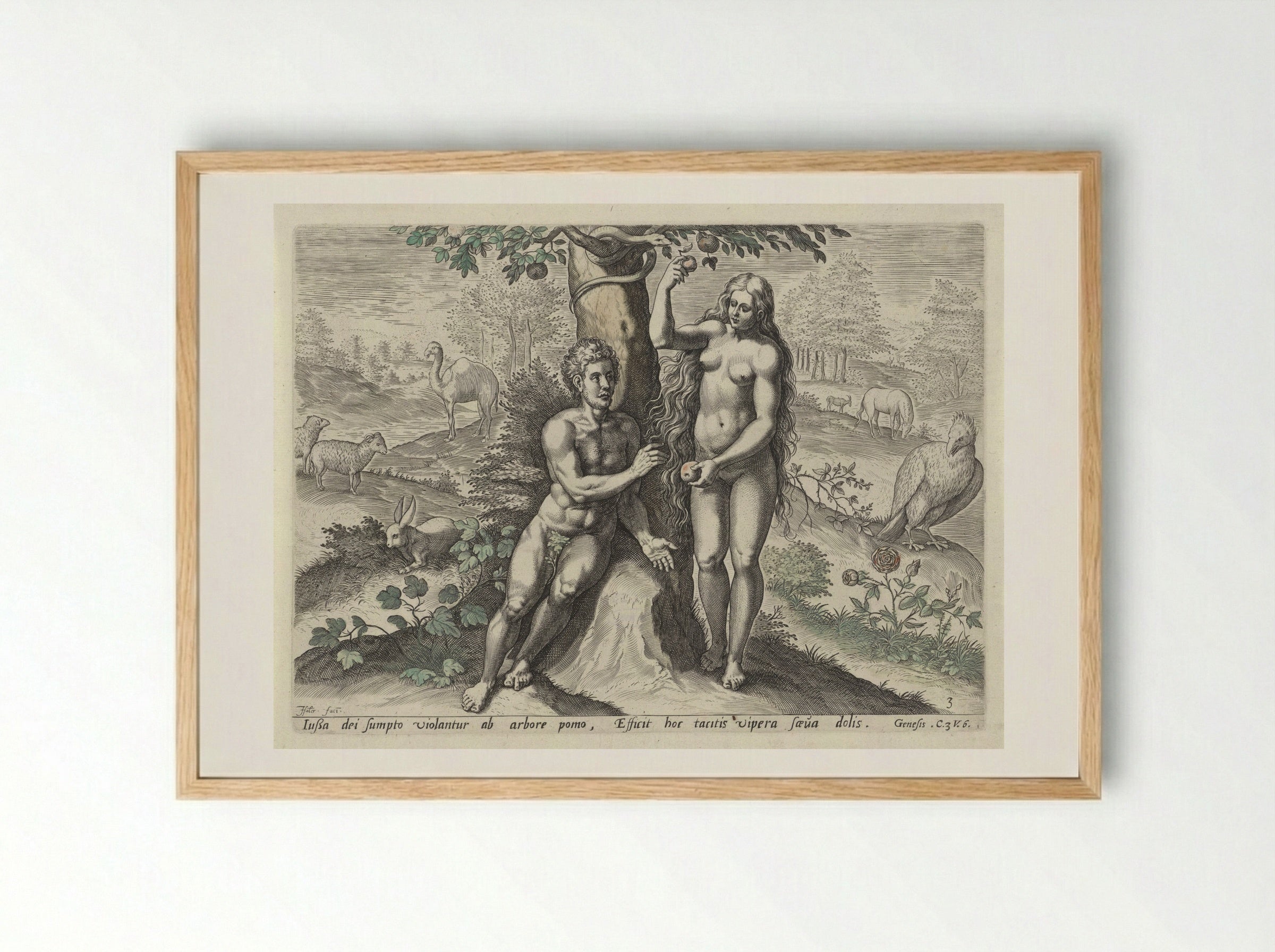 Eva verleidt Adam - Claes Jansz. Visscher (II) - Framed Print Wood