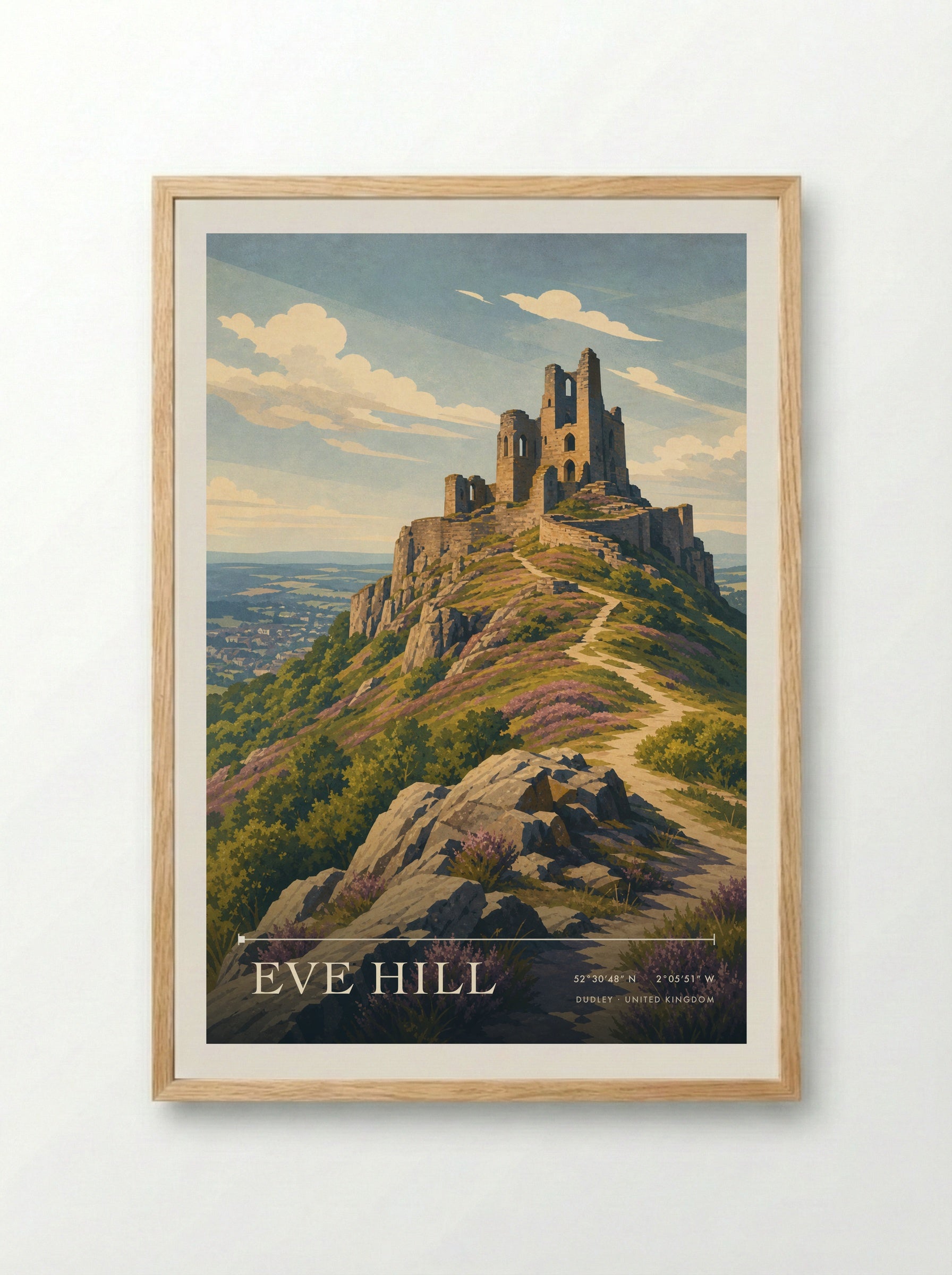 Eve Hill Dudley United Kingdom Travel Poster - Framed Print Wood
