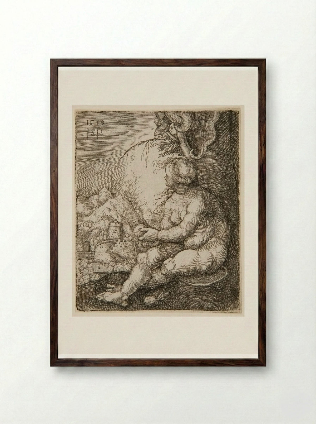 Eve - Sebald Beham - Framed Print Dark Wood