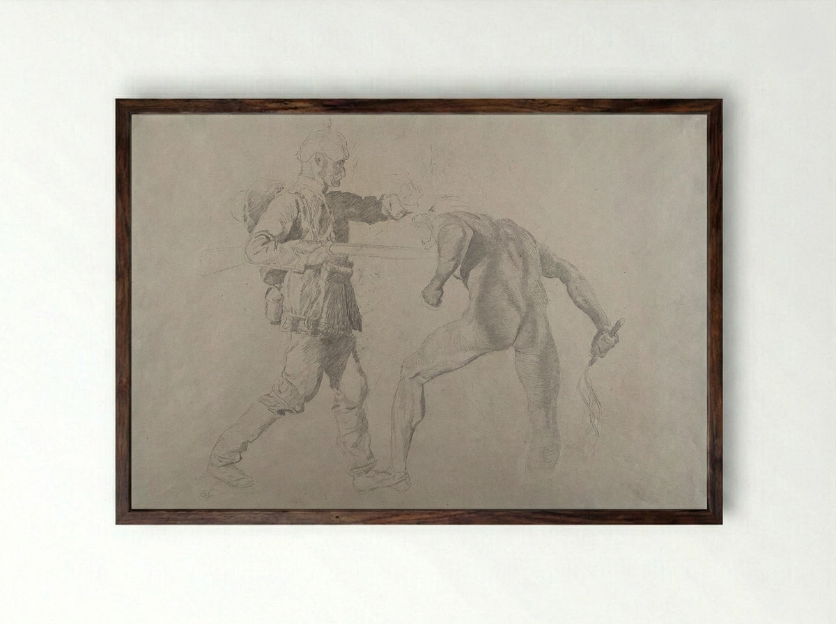 Even if the World is Full of Devils - Otto Greiner - Framed Print Dark Wood