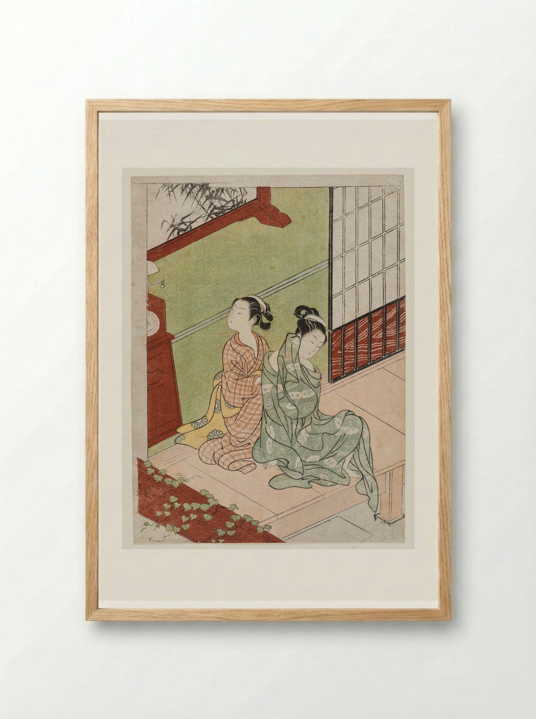 Evening Bell of the Clock - Suzuki Harunobu - Framed Print Wood