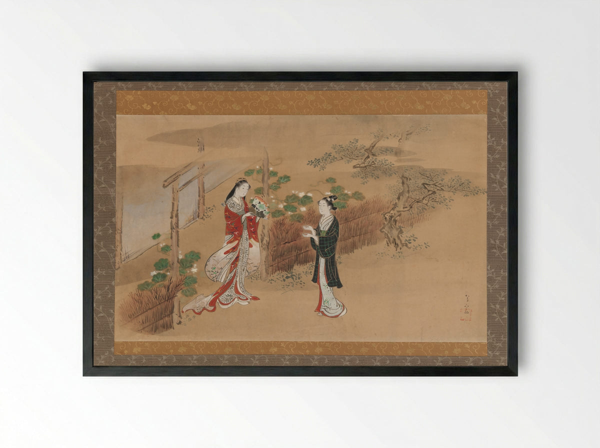 Evening Faces (Yugao) - Kawamata Tsunemasa - Framed Print Black