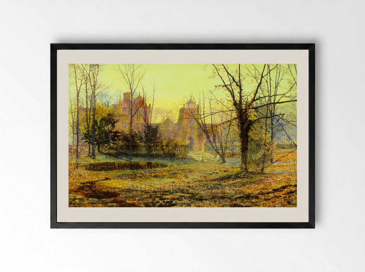 Evening, Knostrop Old Hall - John Atkinson Grimshaw - Framed Print Black