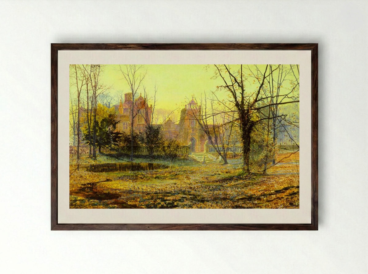 Evening, Knostrop Old Hall - John Atkinson Grimshaw - Framed Print Dark Wood