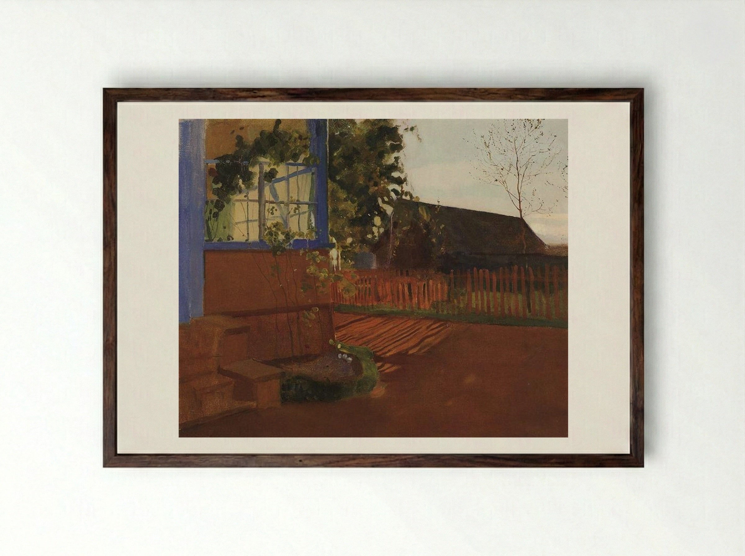Evening Landscape - Konstantin Somov - Framed Print Dark Wood
