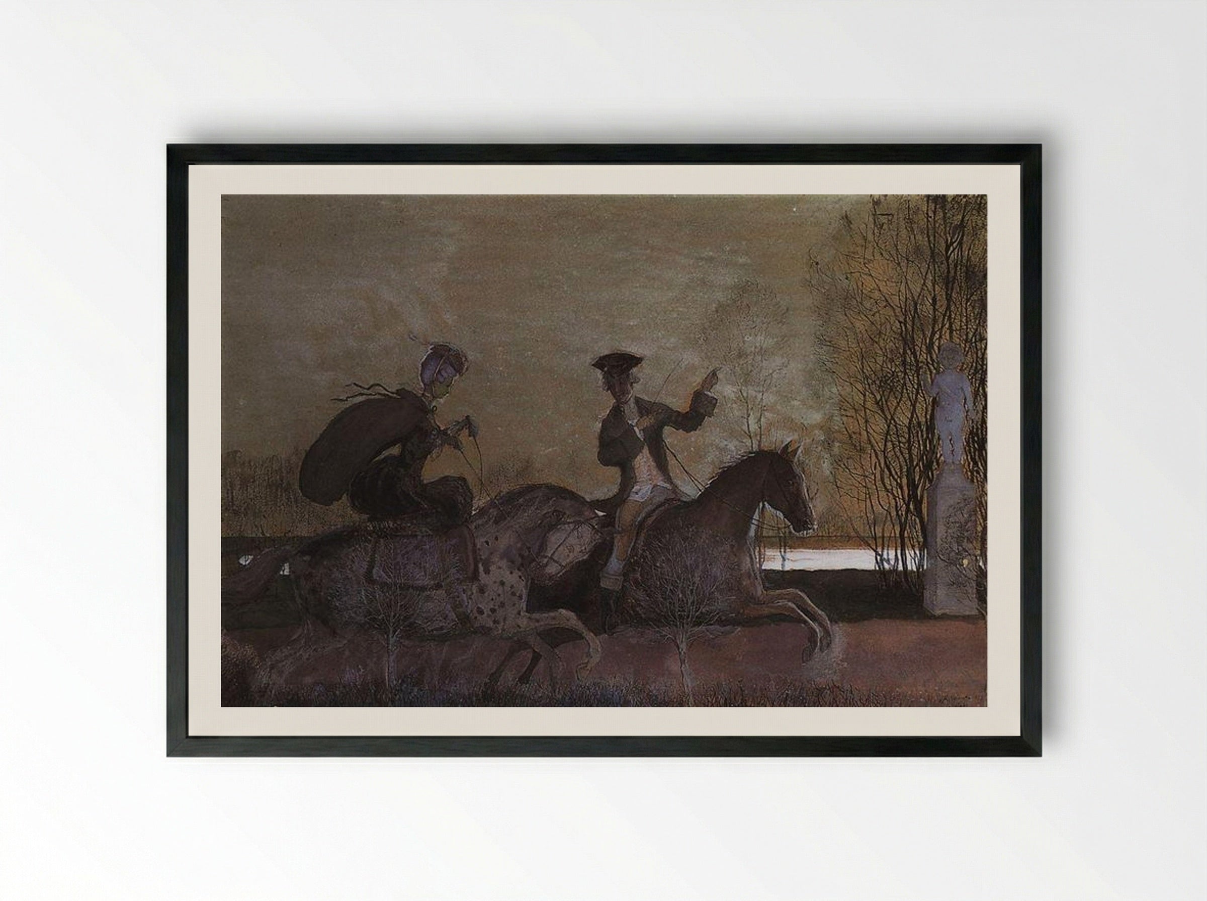 Evening Rides - Konstantin Somov - Framed Print Black
