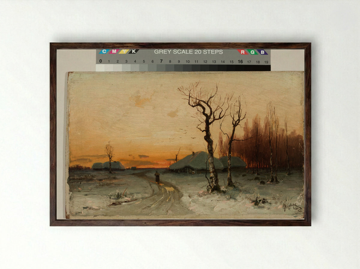 Evening Scenery - Julius Sergius von Klever - Framed Print Dark Wood