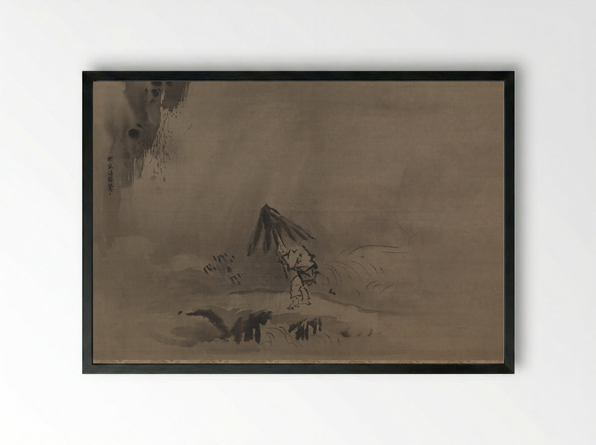 Evening Shower - Kano Tan’yū - Framed Print Black