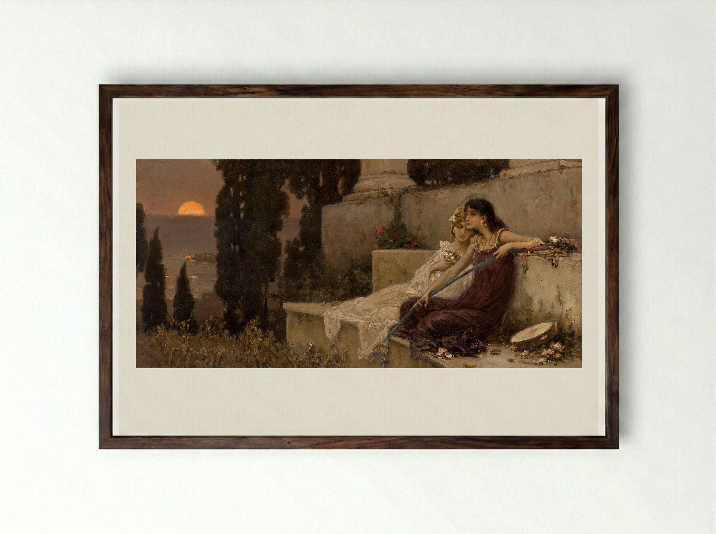 Evening Silence - Wilhelm Kotarbinski - Framed Print Dark Wood