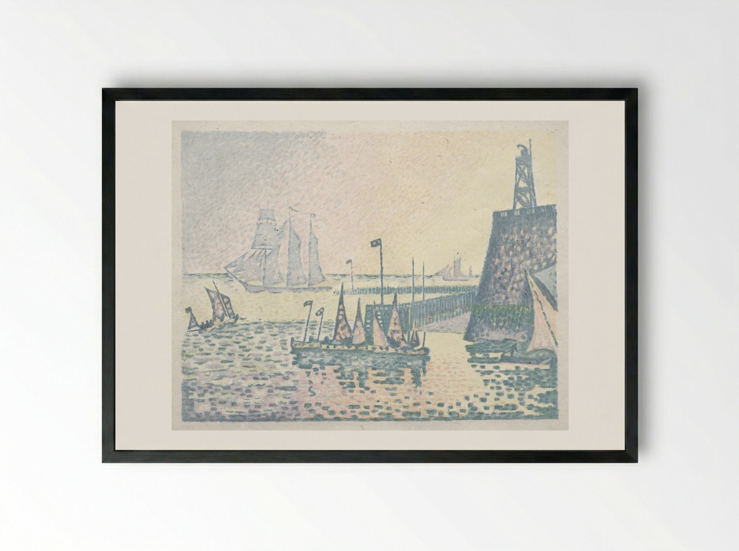 Evening, The Jetty at Vlissingen - Paul Signac - Framed Print Black