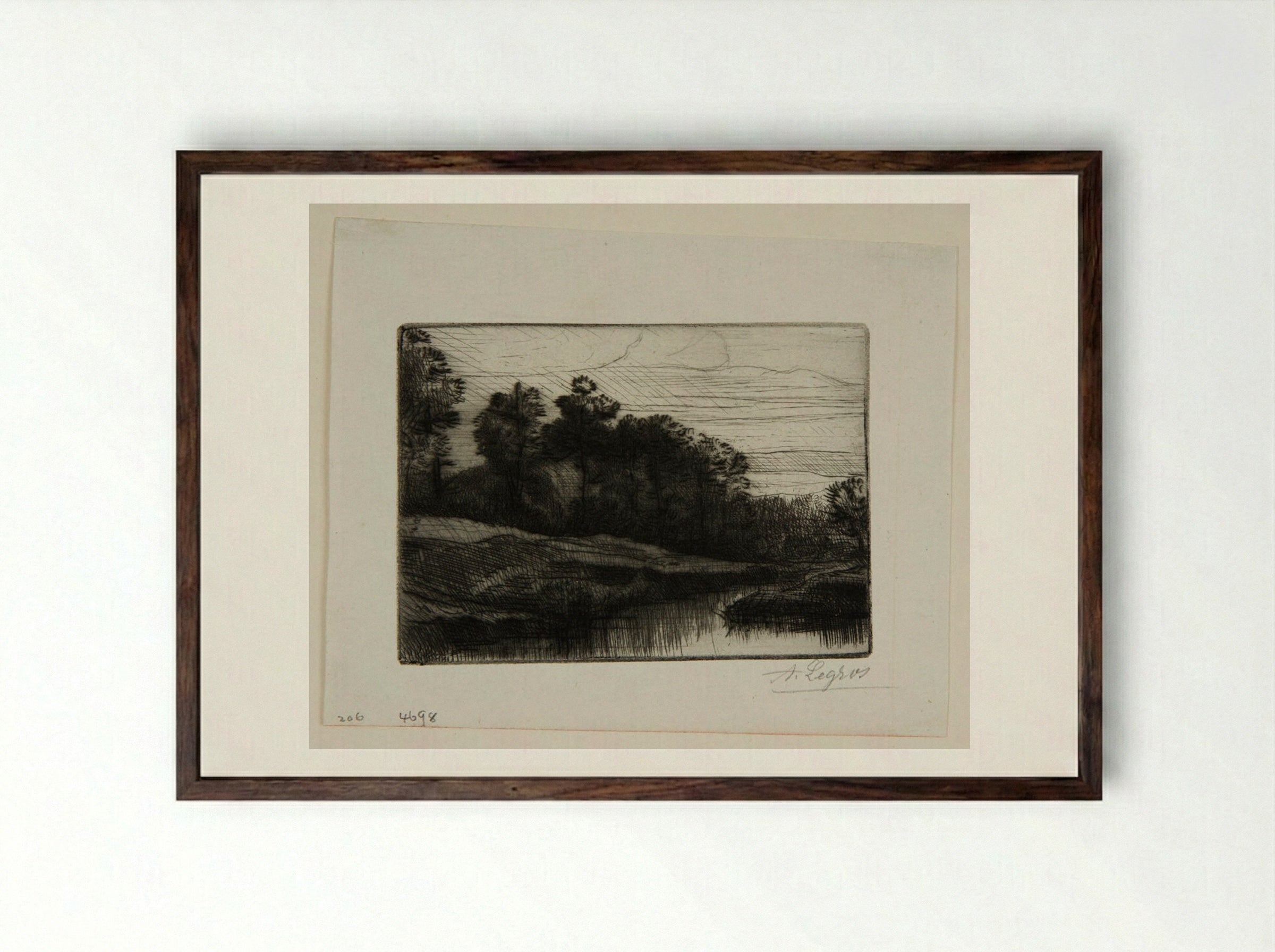 Evening (The Setting of the Sun) - Alphonse Legros - Framed Print Dark Wood