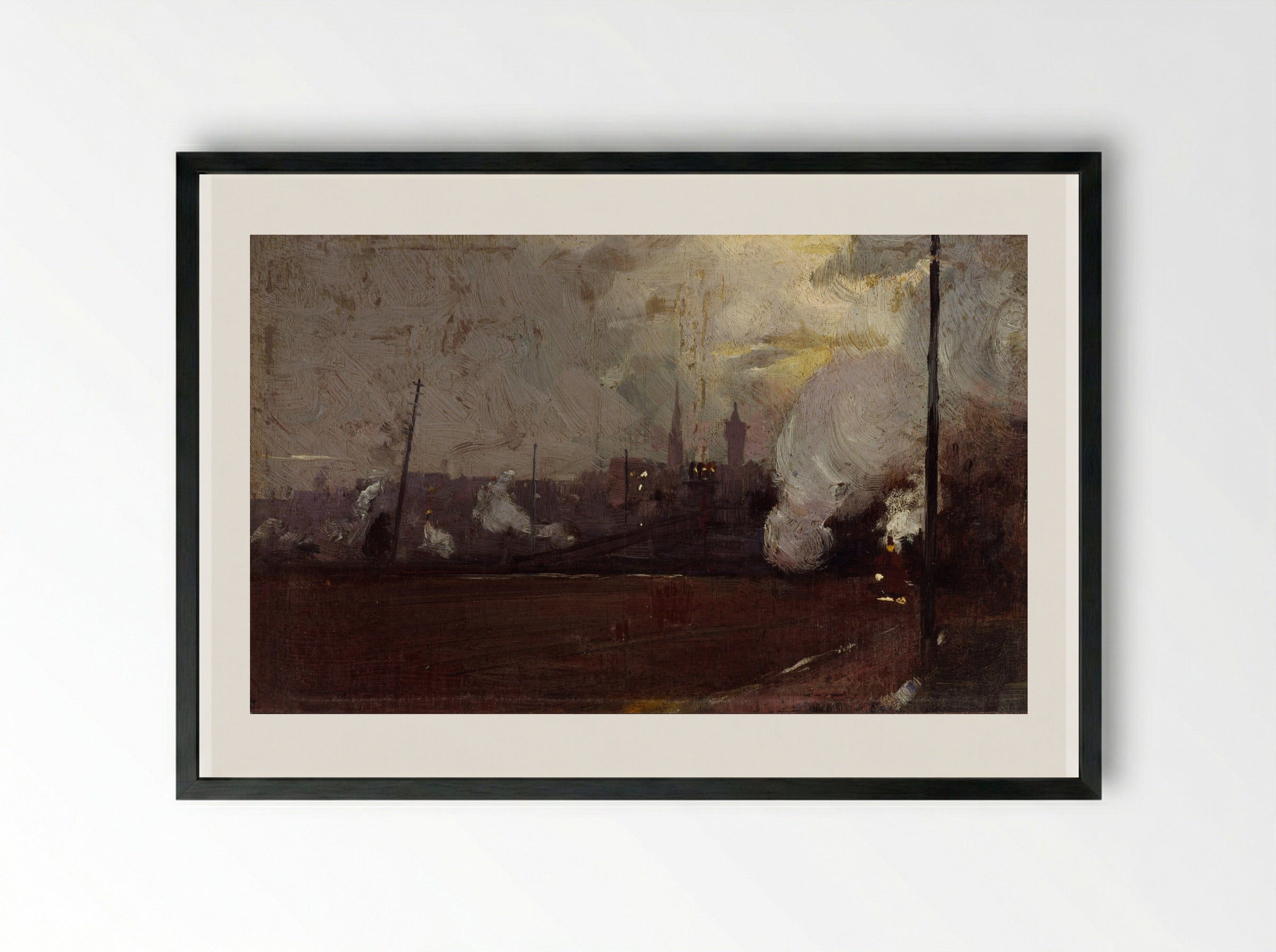 Evening Train to Hawthorn - Tom Roberts - Framed Print Black