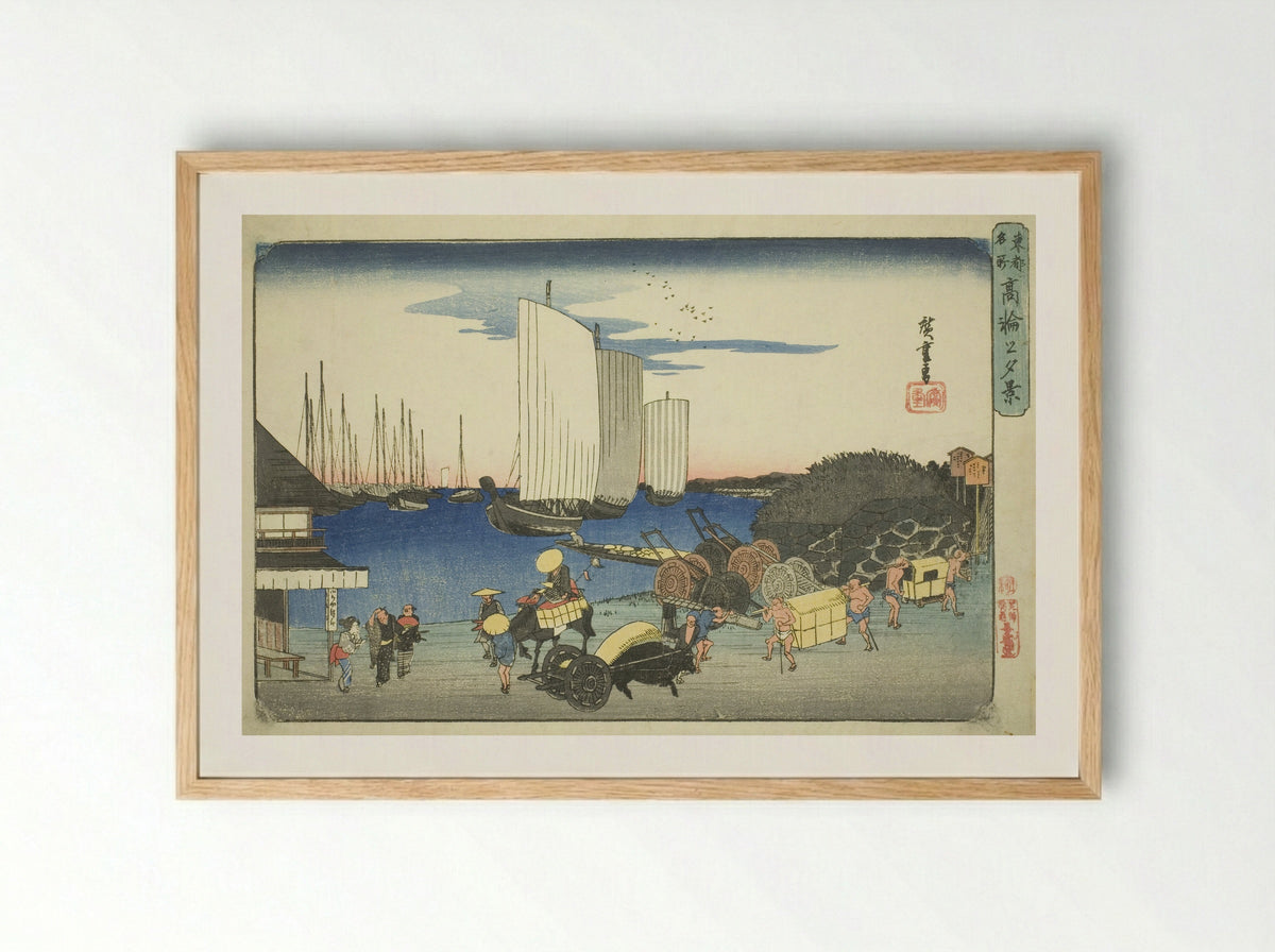 Evening View of Takanawa (Takanawa no yukei) - Utagawa Hiroshige - Framed Print Wood