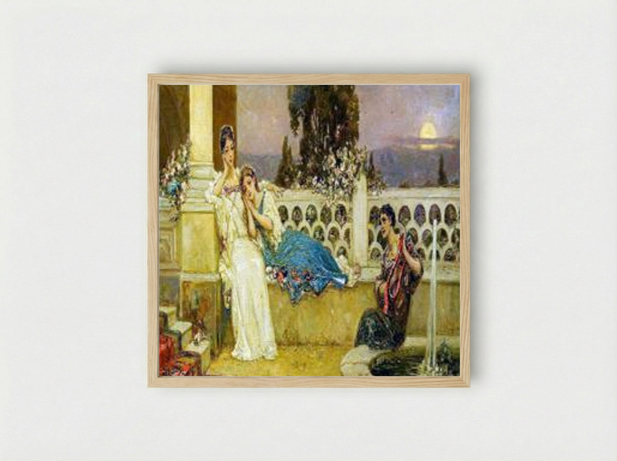 Evening at the Terrace - Wilhelm Kotarbinski - Framed Print Wood