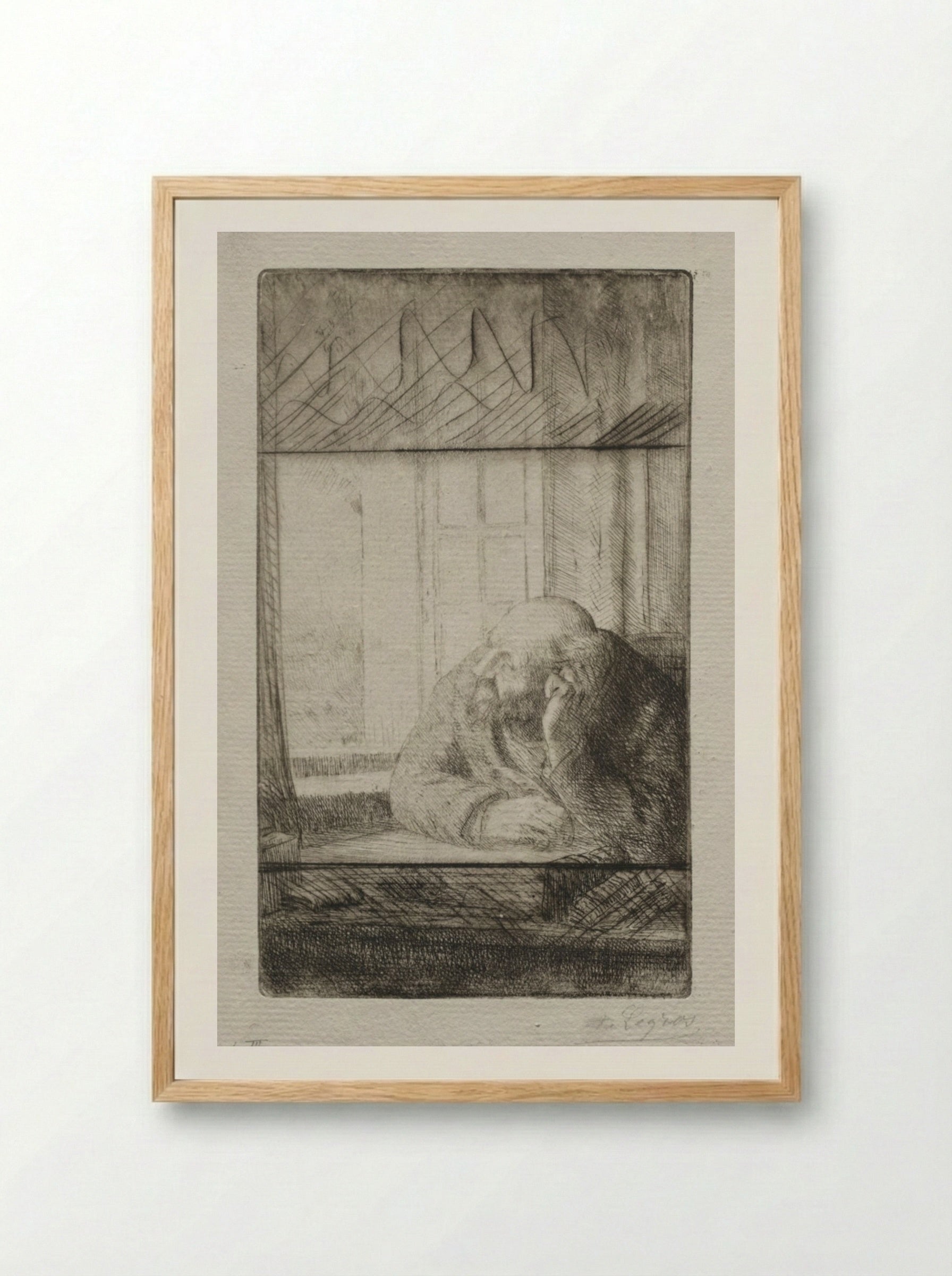 Evening at the Window - Alphonse Legros - Framed Print Wood