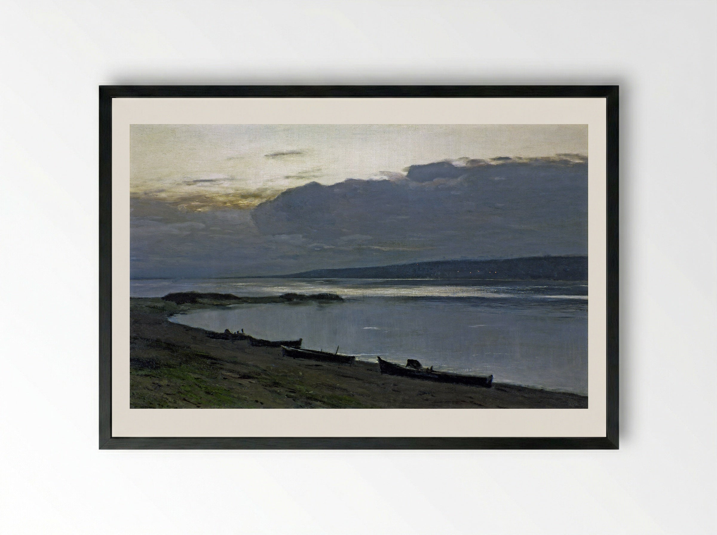 Evening on the Volga - Isaac Levitan - Framed Print Black