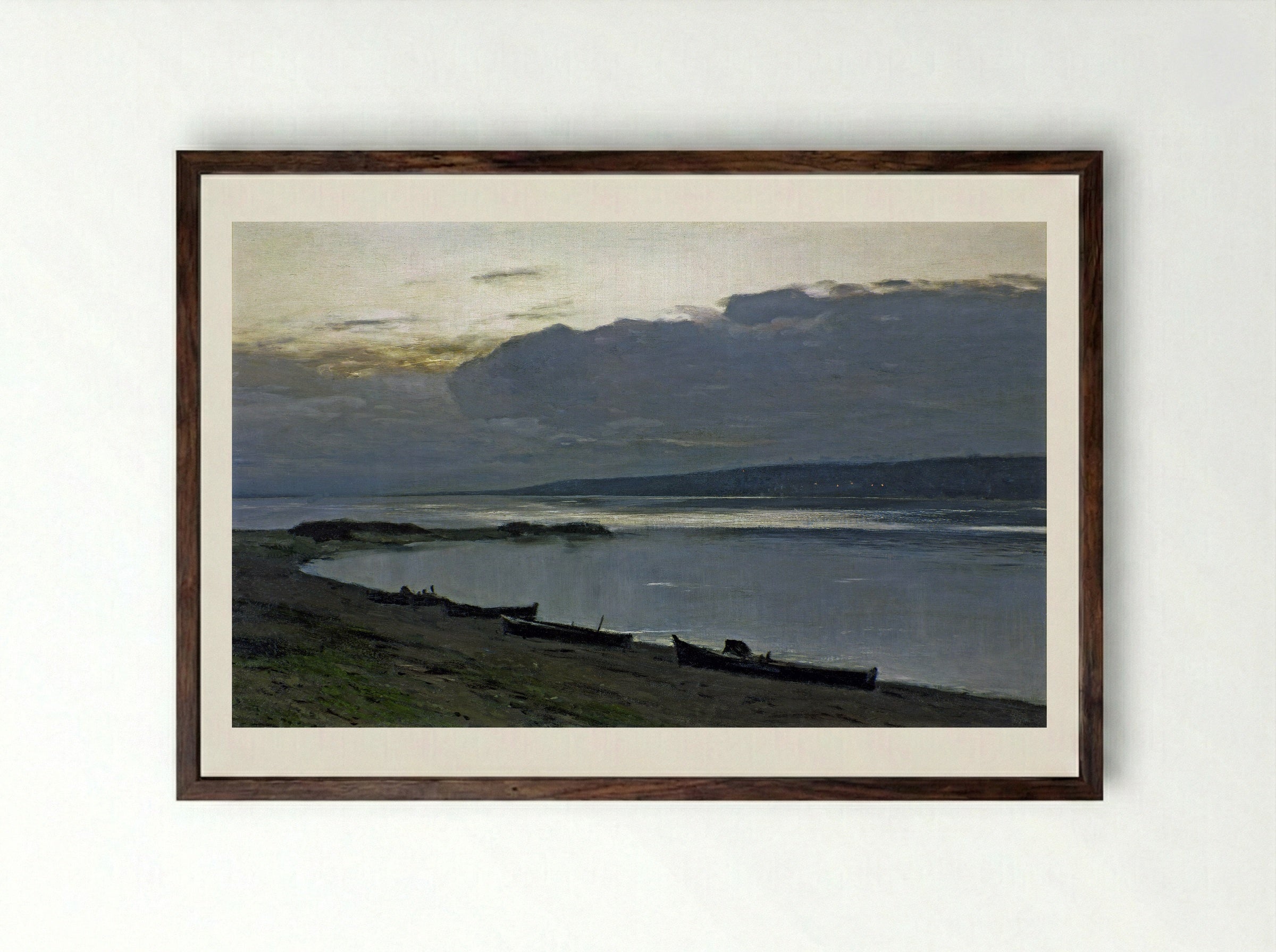 Evening on the Volga - Isaac Levitan - Framed Print Dark Wood