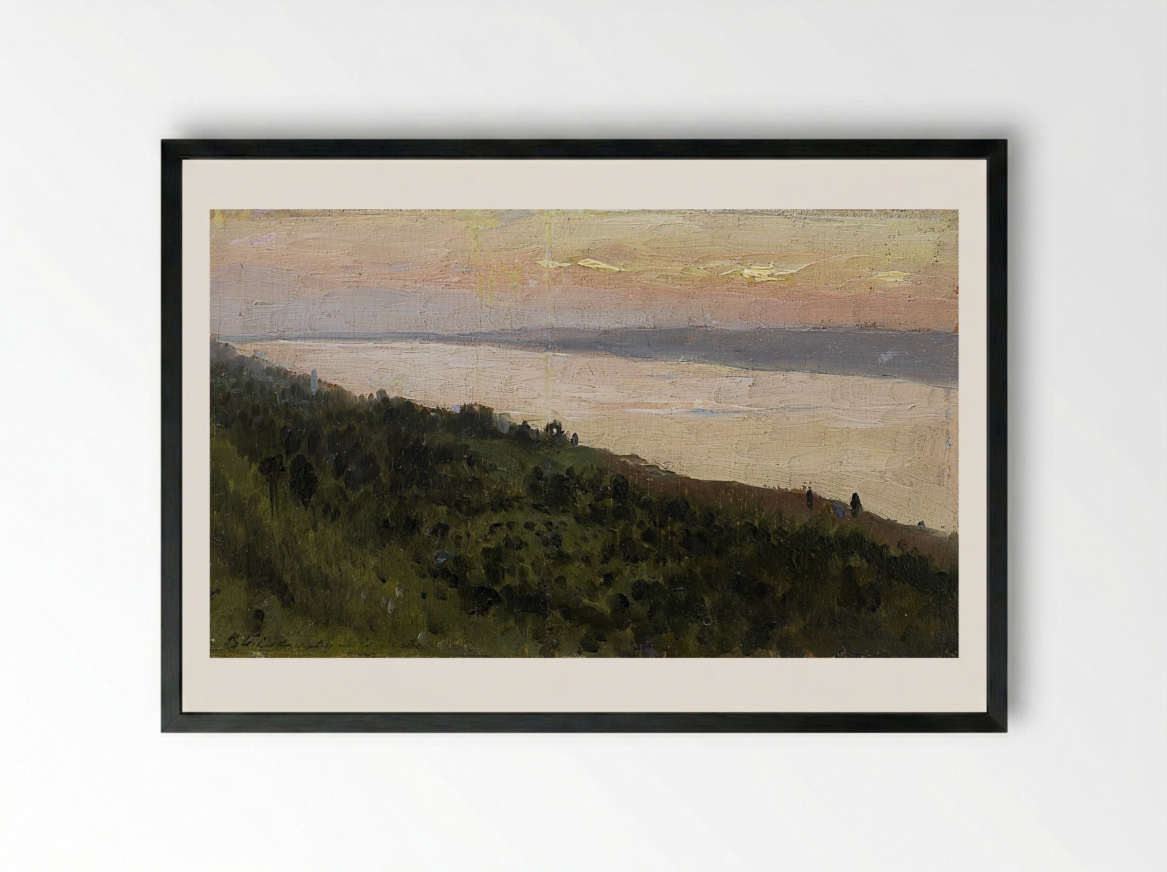 Evening. Golden Plyos - Isaac Levitan - Framed Print Black