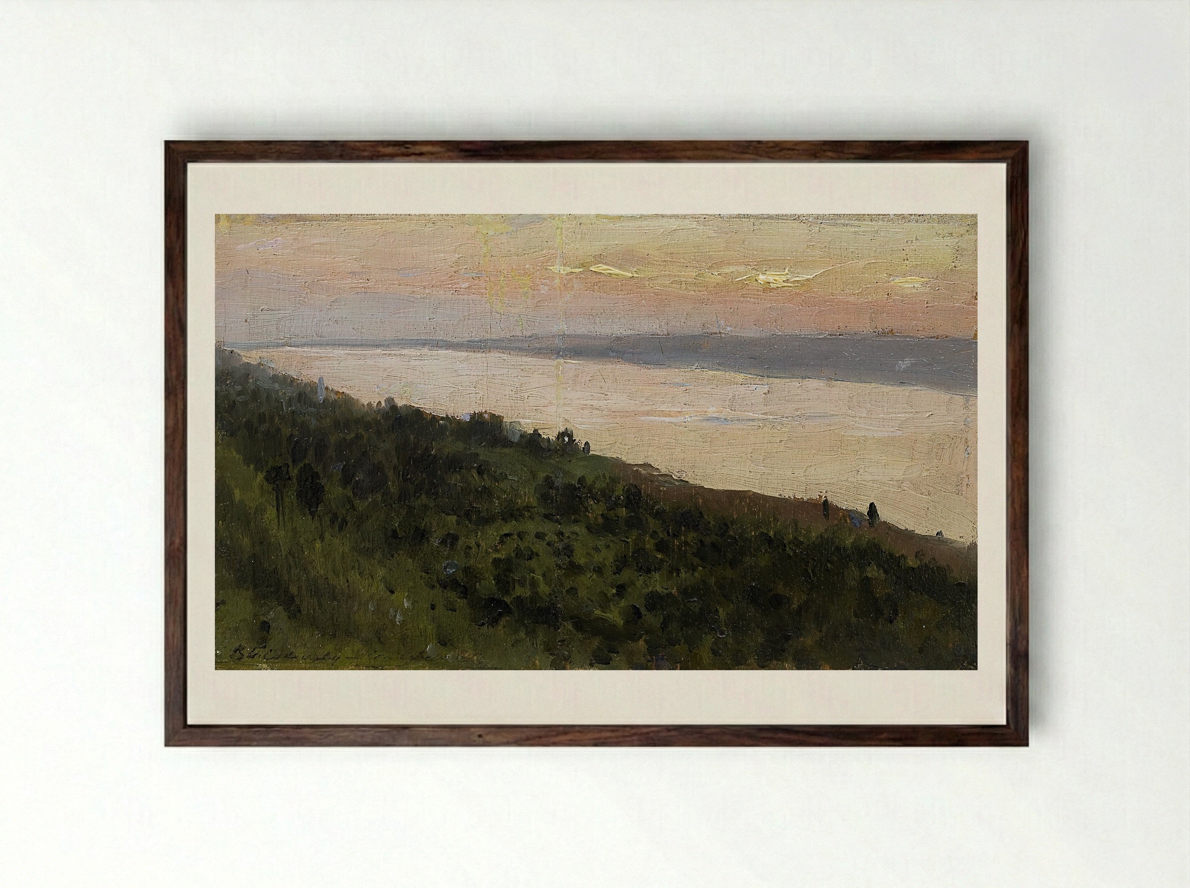 Evening. Golden Plyos - Isaac Levitan - Framed Print Dark Wood
