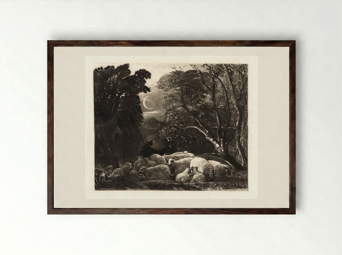 Evening - Samuel Palmer - Framed Print Dark Wood