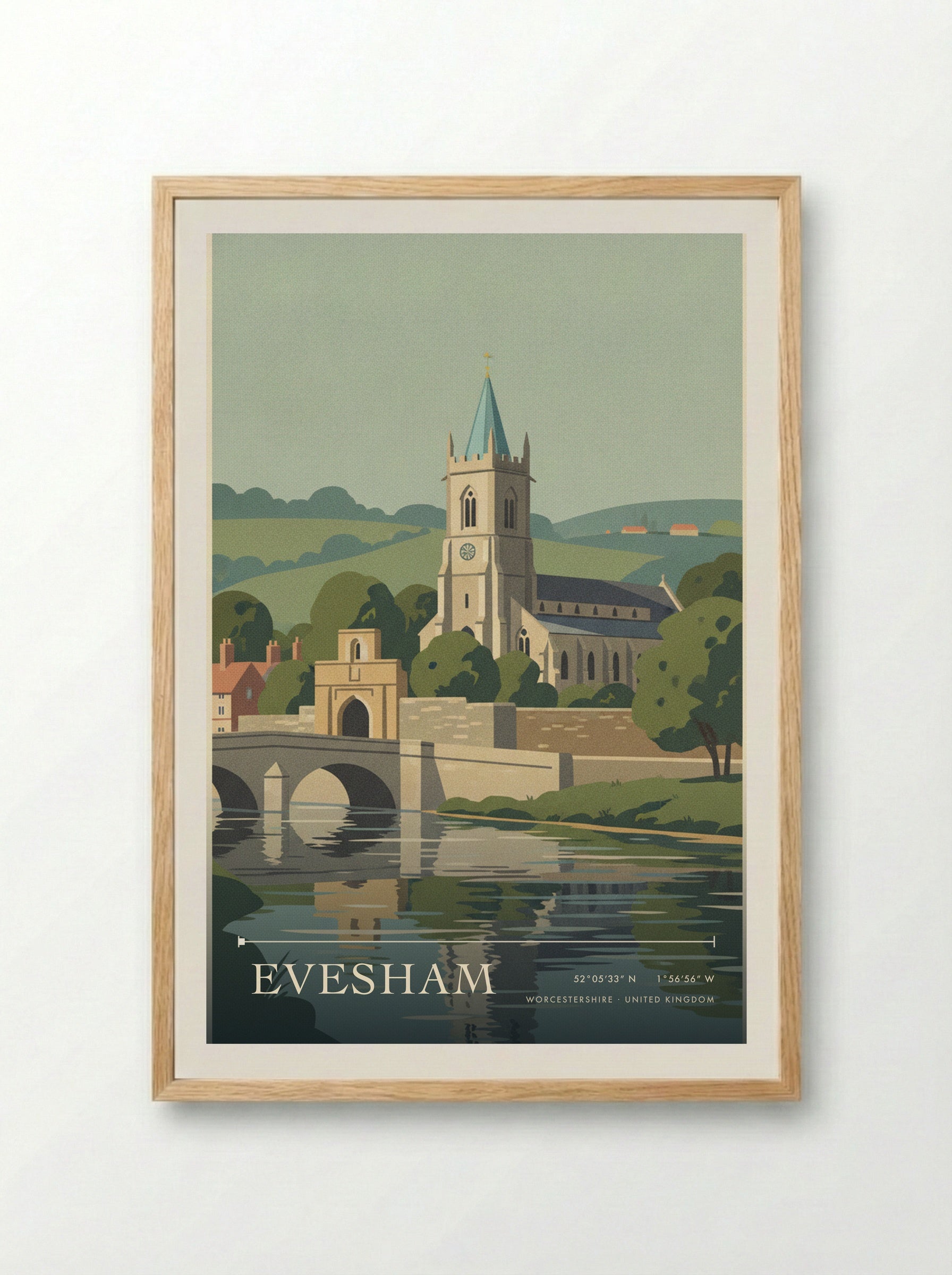 Evesham Worcestershire United Kingdom Travel Poster - Framed Print Wood