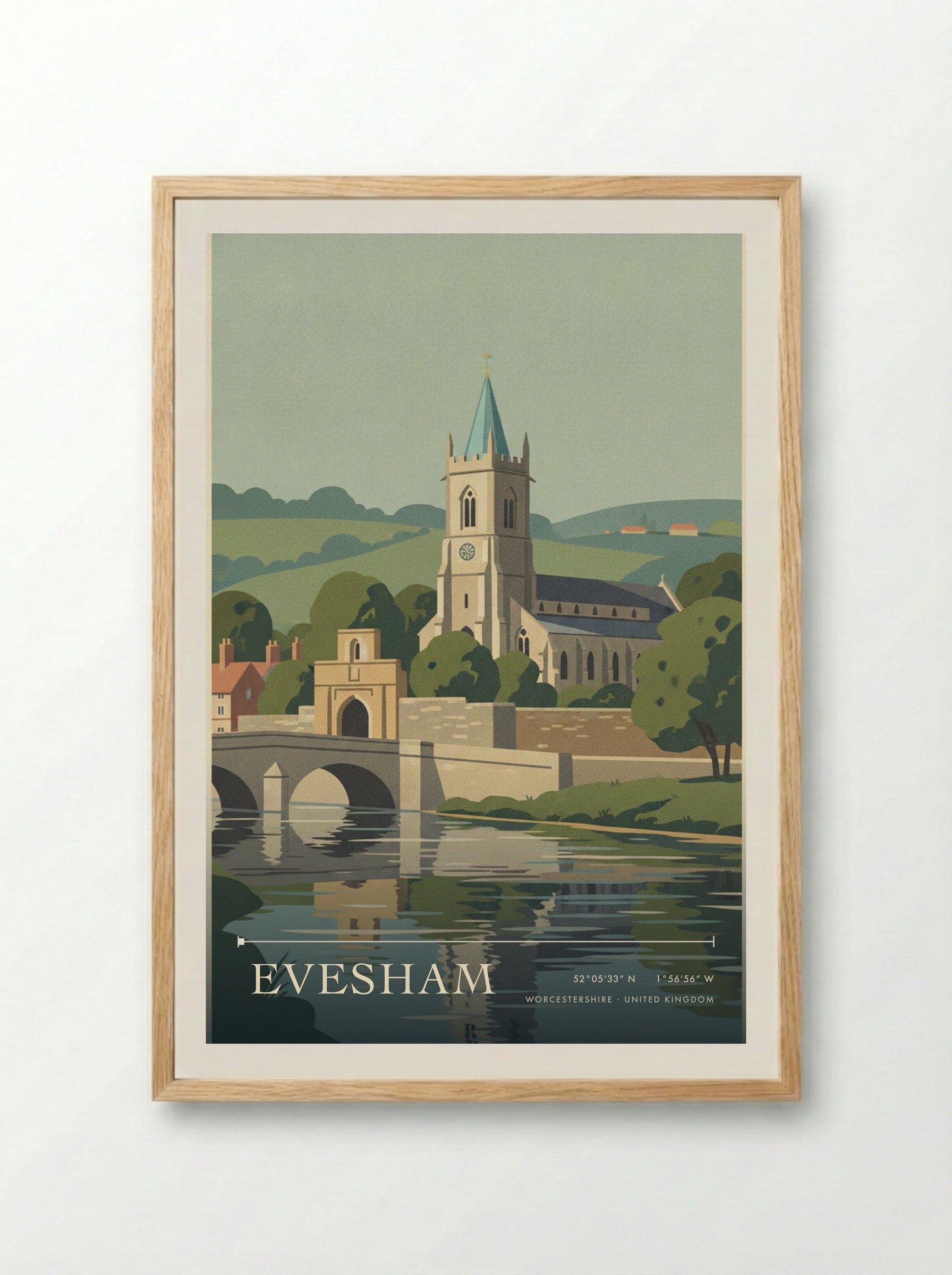 Evesham Worcestershire United Kingdom Travel Poster - Framed Print Wood
