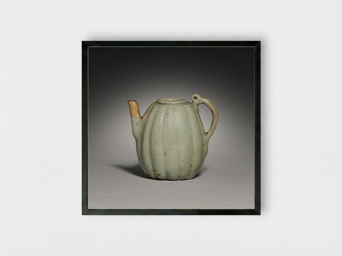 Ewer (Celadon Glazed Ceramic) - Fine Art Print - Framed Print Black