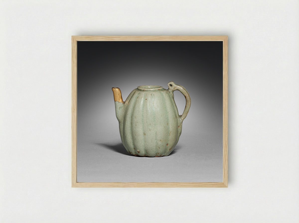 Ewer (Celadon Glazed Ceramic) - Fine Art Print - Framed Print Wood