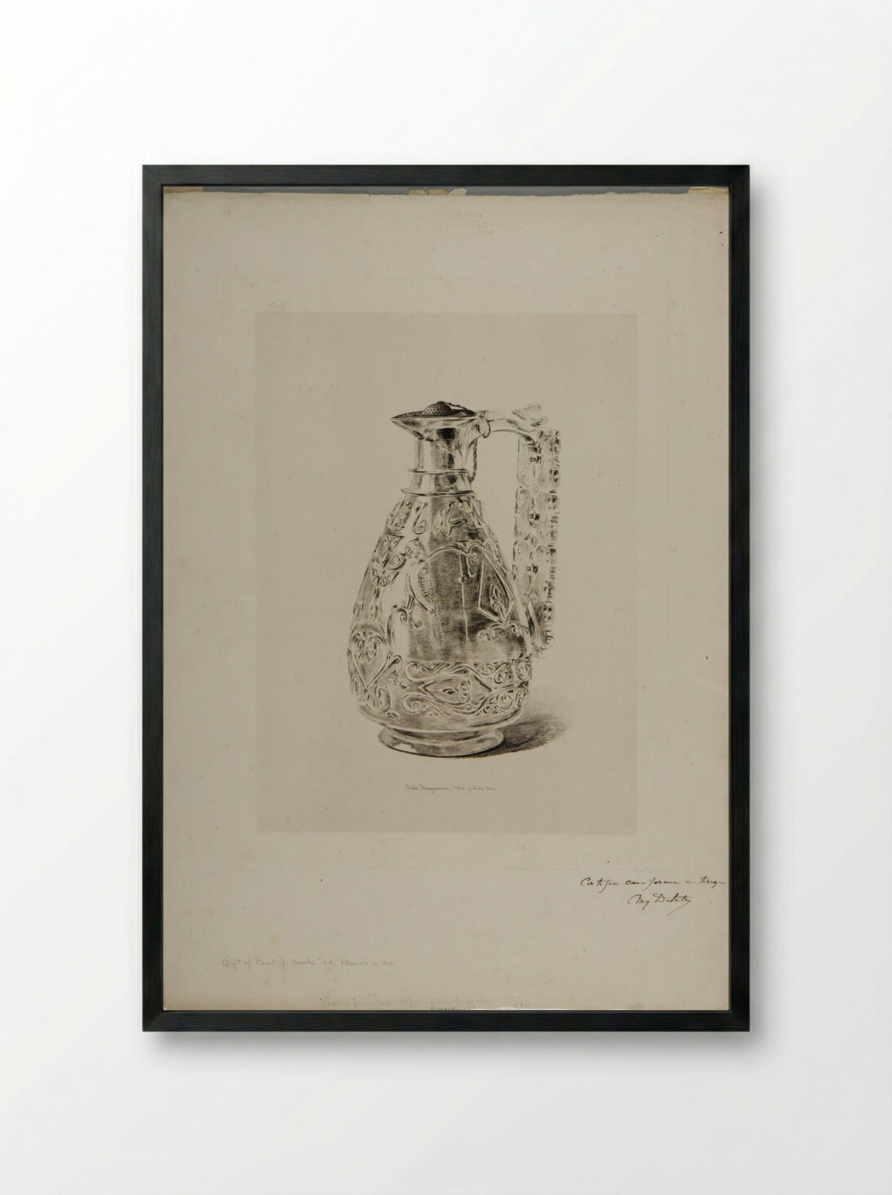 Ewer of Rock Crystal - Jules Ferdinand Jacquemart - Framed Print Black