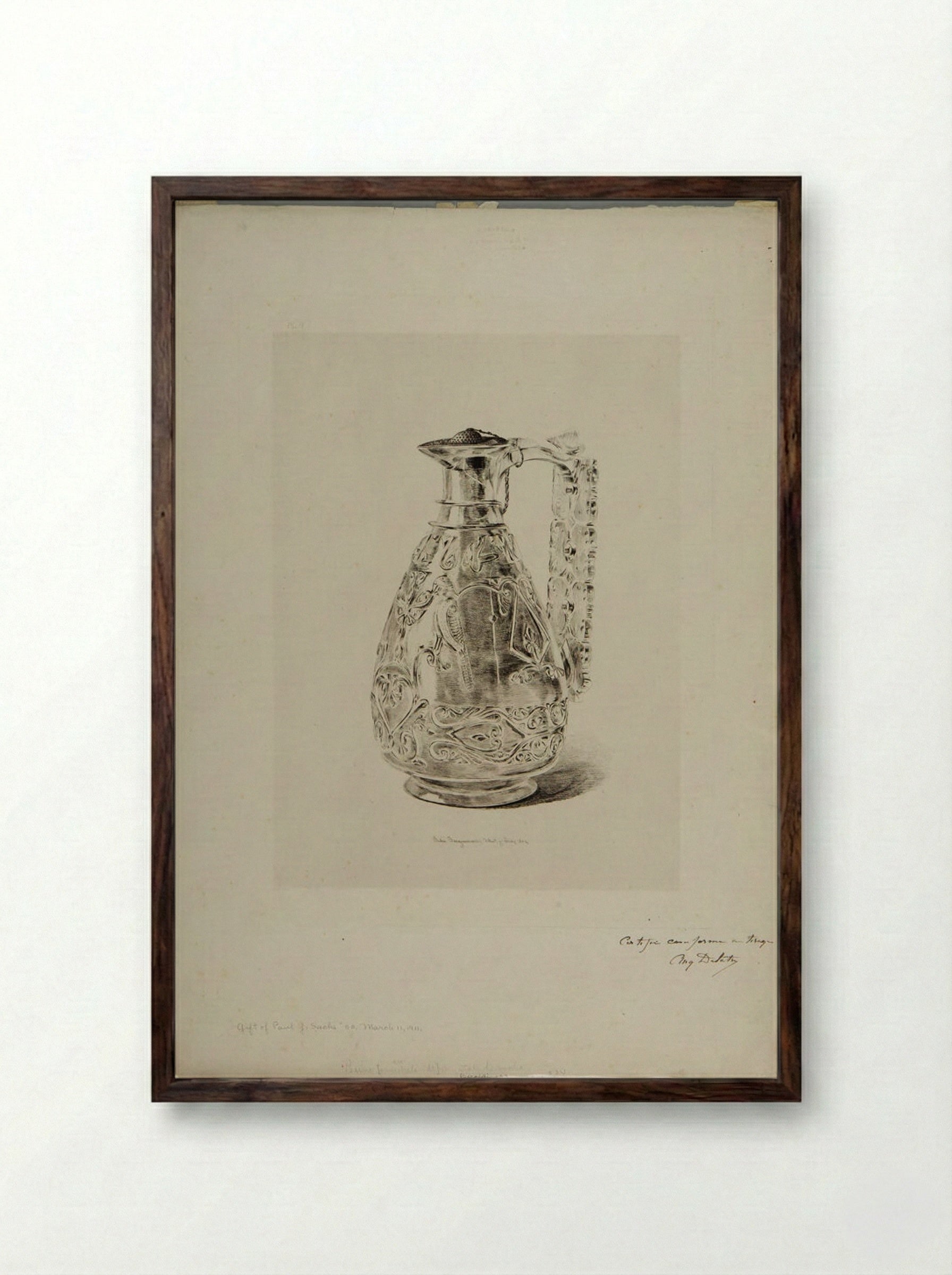 Ewer of Rock Crystal - Jules Ferdinand Jacquemart - Framed Print Dark Wood