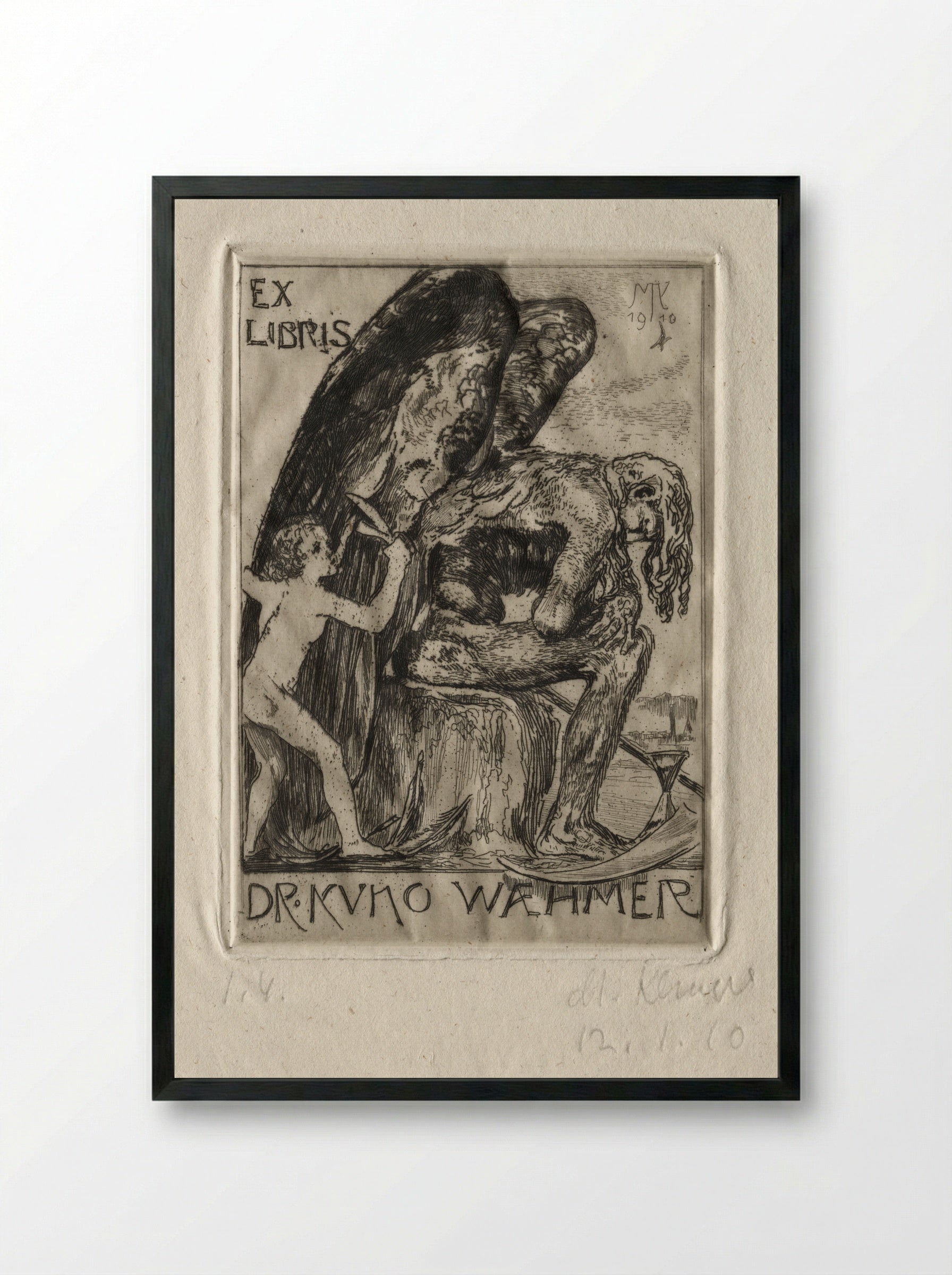 Ex Libris Dr. Kuno Waehmer - Max Klinger - Framed Print Black