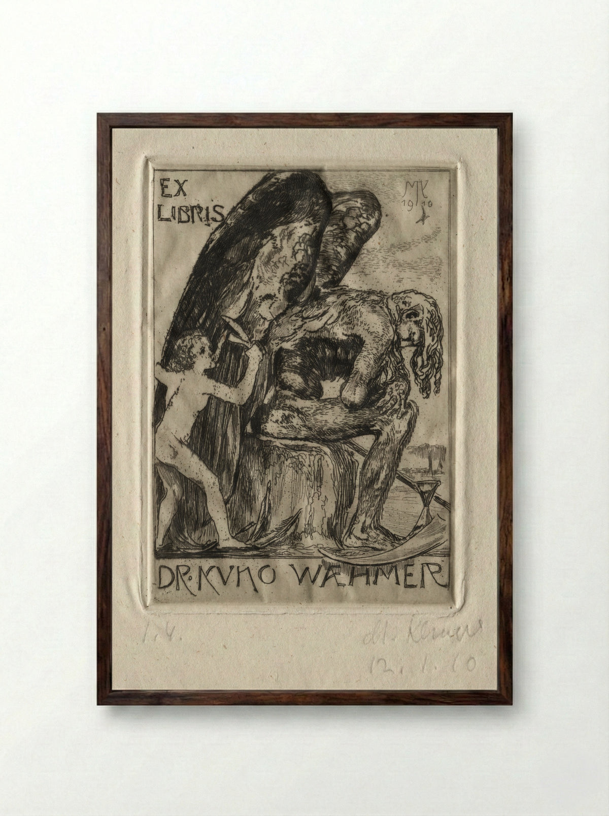 Ex Libris Dr. Kuno Waehmer - Max Klinger - Framed Print Dark Wood