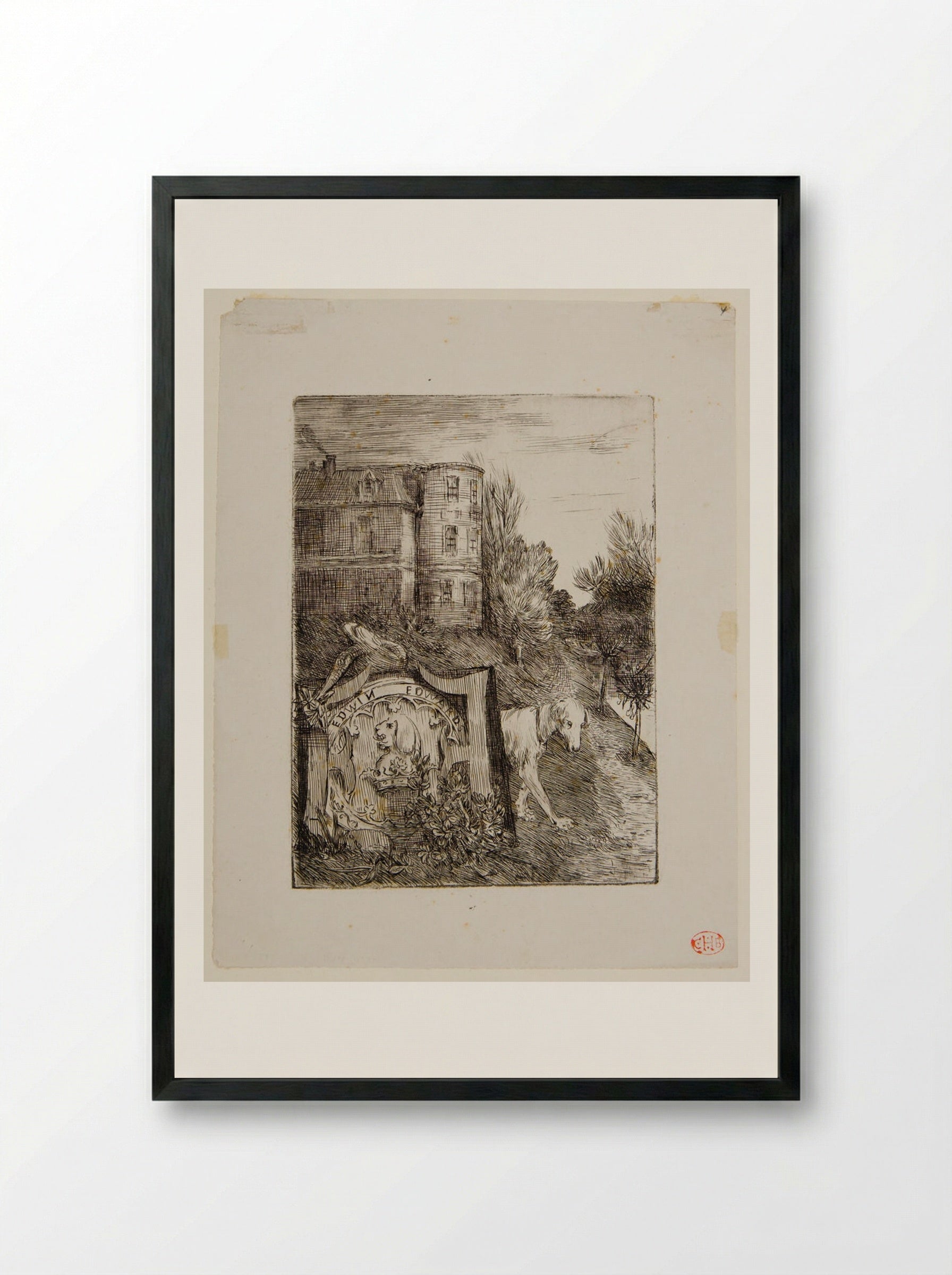 Ex-libris Edwin Edwards - Alphonse Legros - Framed Print Black