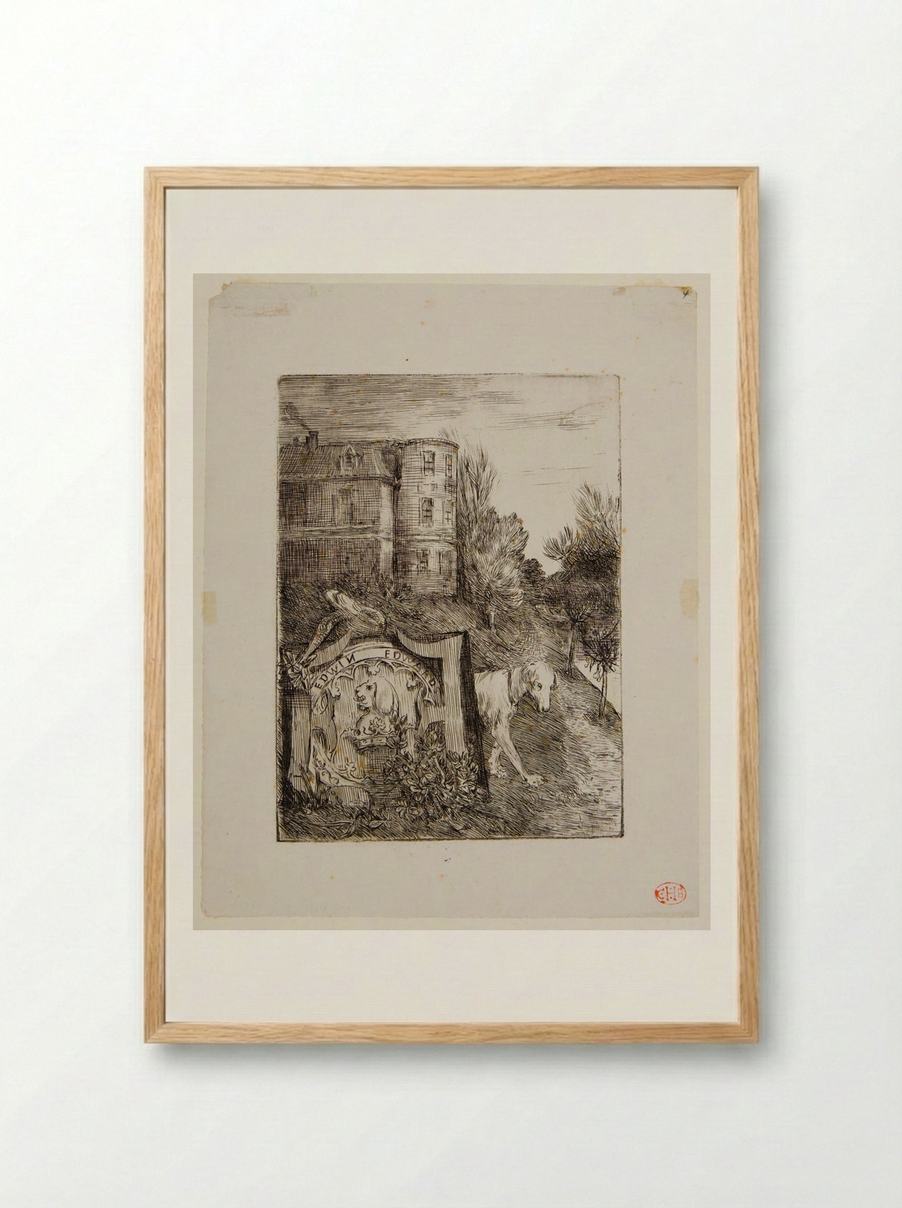 Ex-libris Edwin Edwards - Alphonse Legros - Framed Print Wood