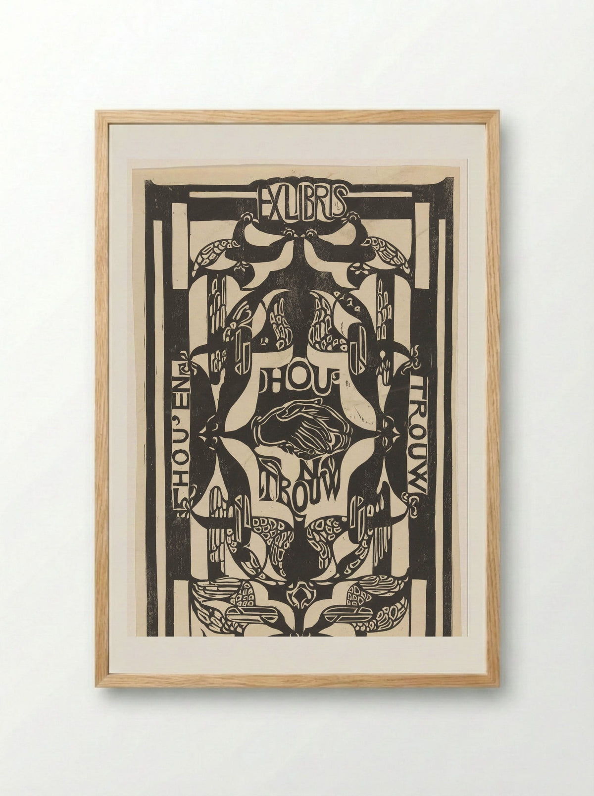 Ex libris van de vereniging Hou'en Trouw - Carel Adolph Lion Cachet - Framed Print Wood