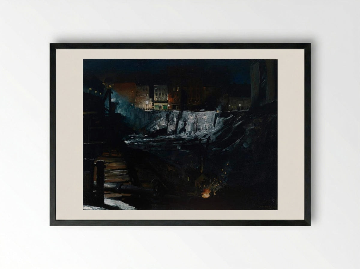 Excavation at Night - George Bellows - Framed Print Black