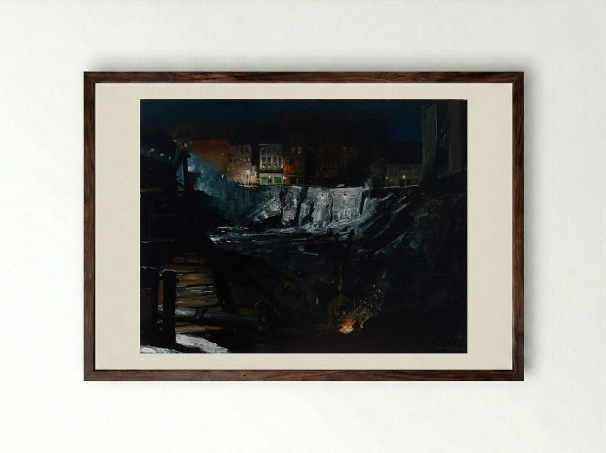 Excavation at Night - George Bellows - Framed Print Dark Wood