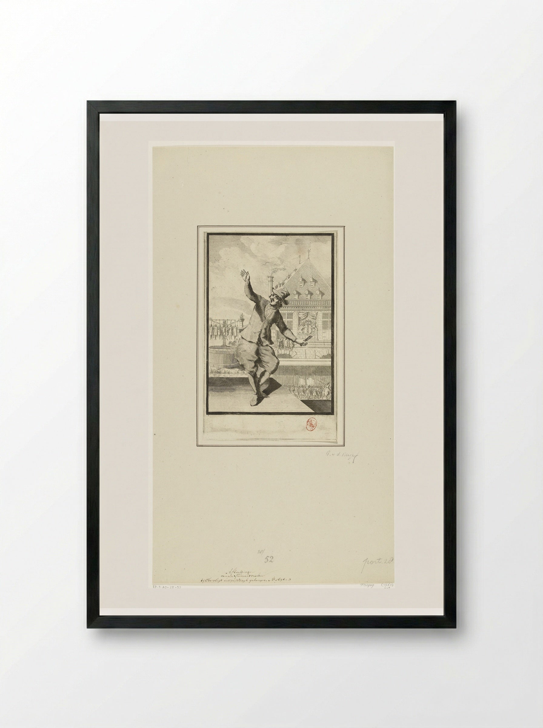 Executie van de oproermakers van het aansprekeroproer te Amsterdam, 1689 - Pieter van den Berge - Framed Print Black