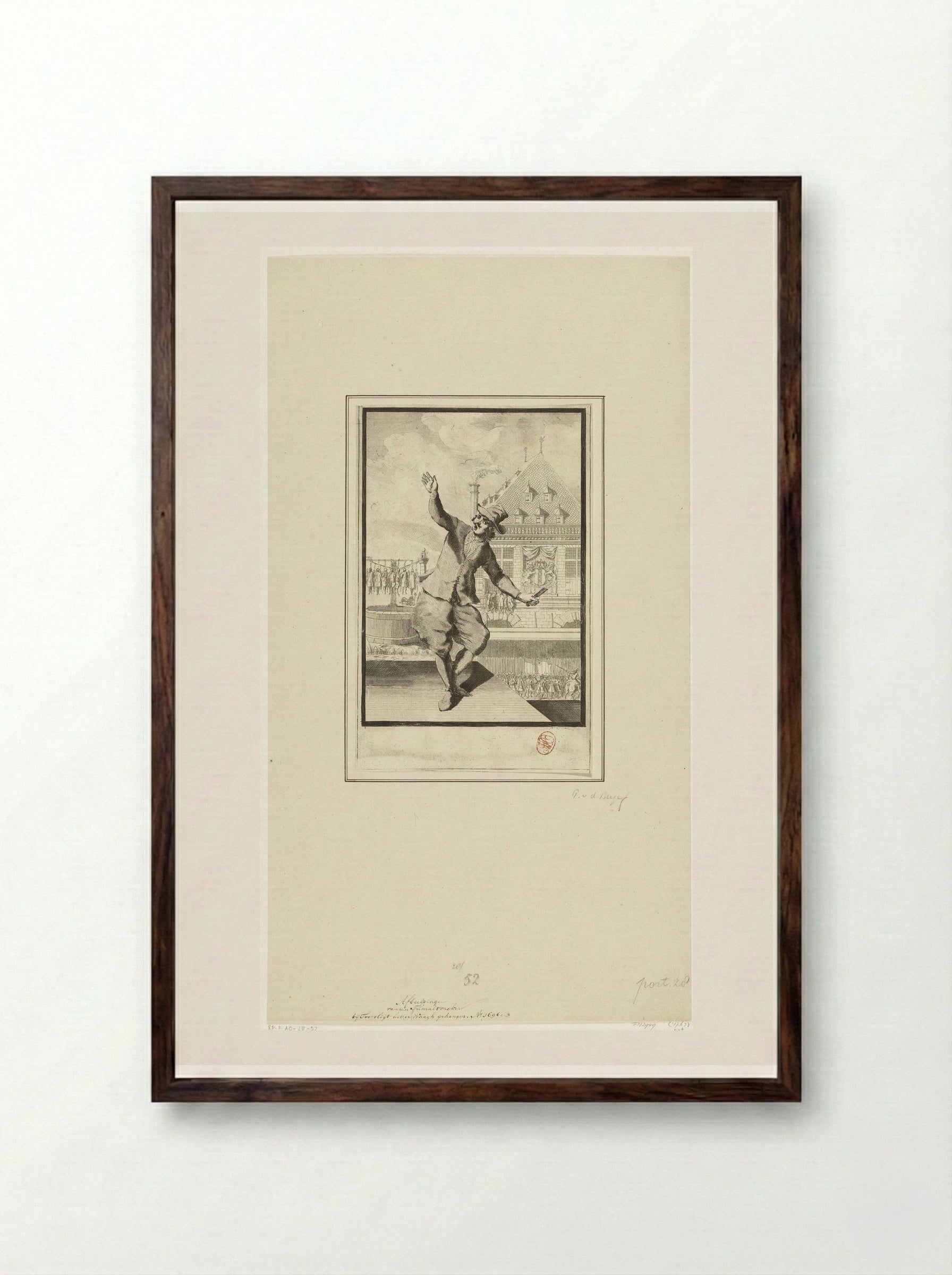 Executie van de oproermakers van het aansprekeroproer te Amsterdam, 1689 - Pieter van den Berge - Framed Print Dark Wood