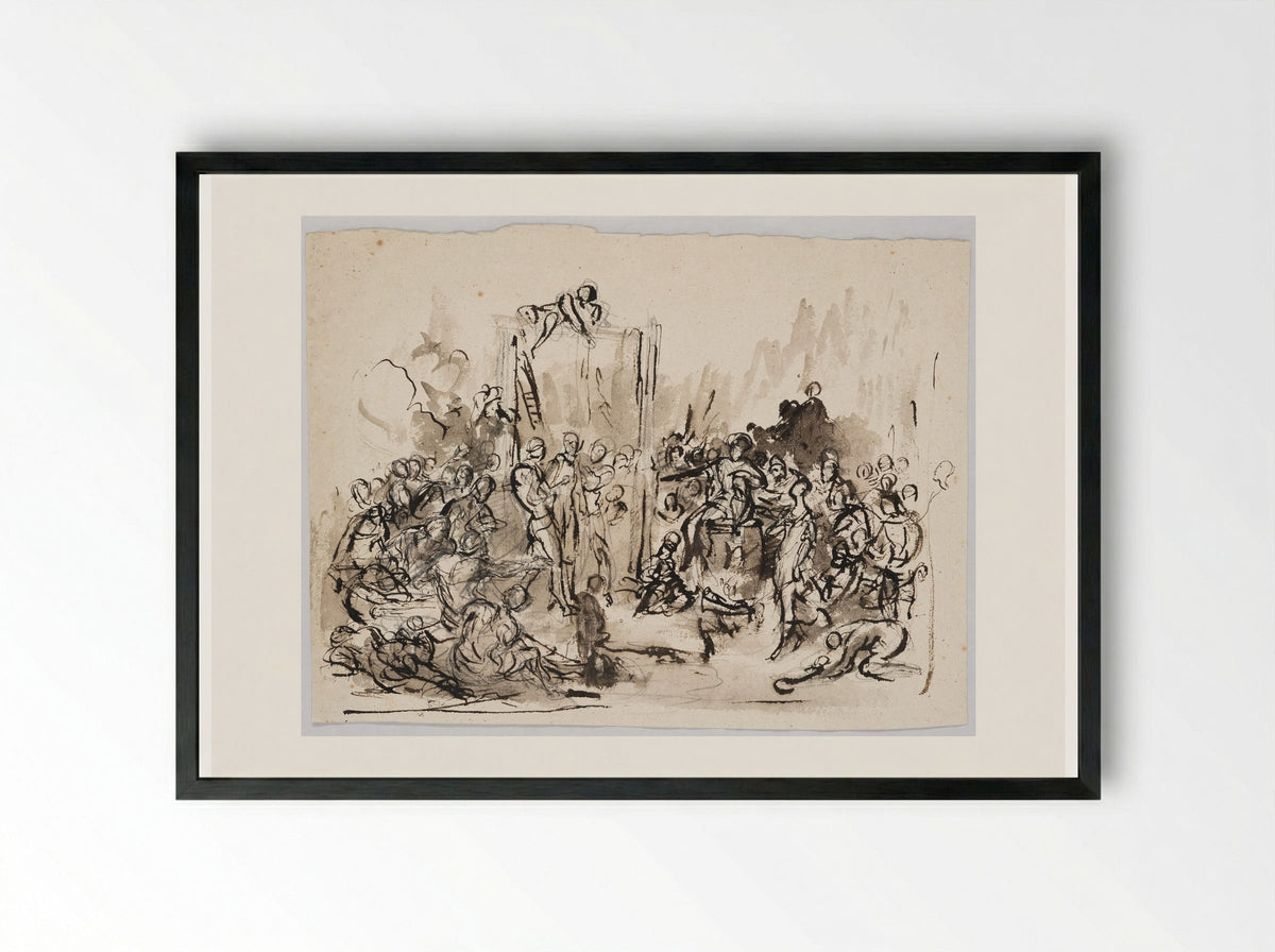Execution Scene - Denis-Auguste-Marie Raffet - Framed Print Black