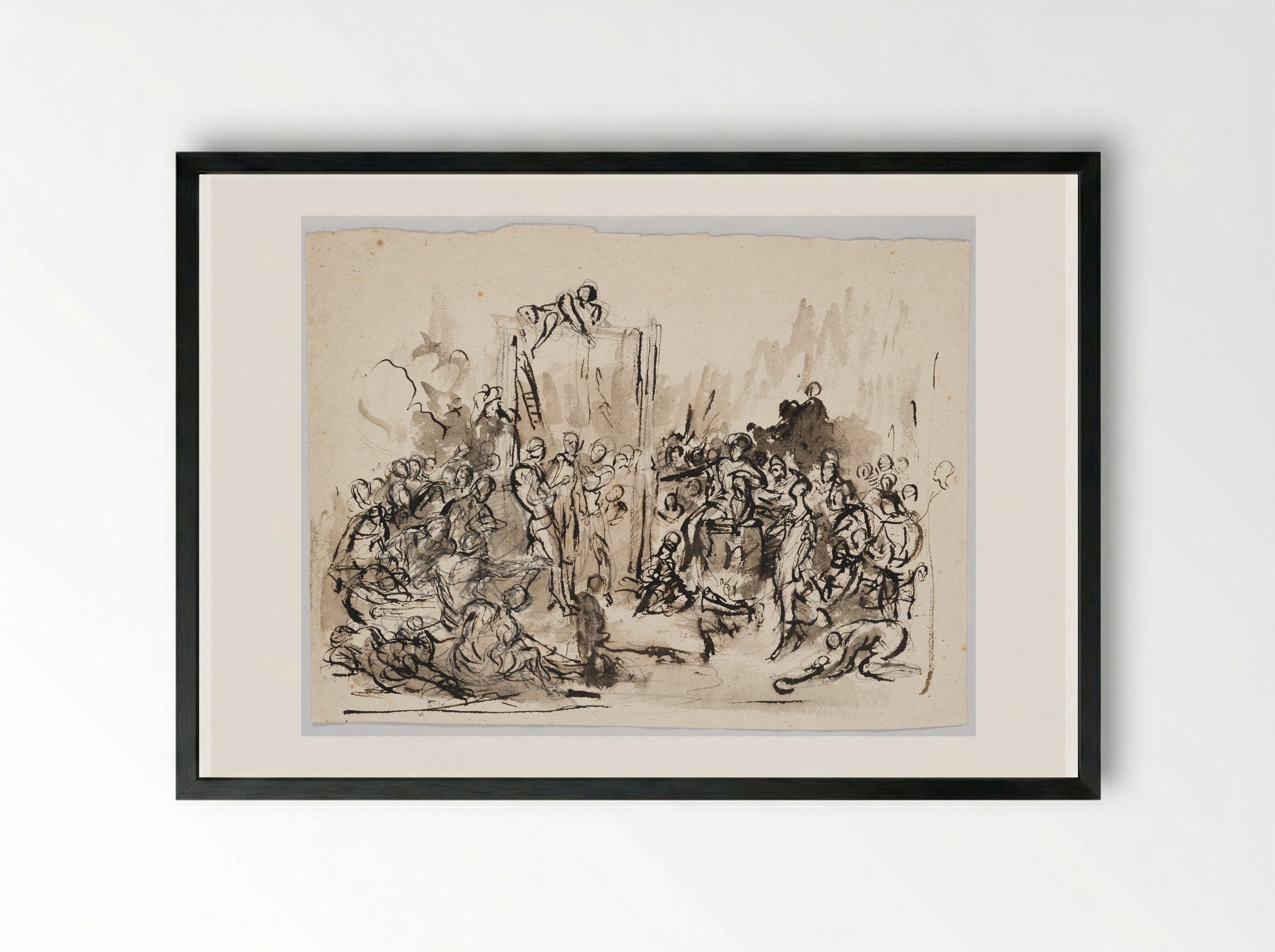 Execution Scene - Denis-Auguste-Marie Raffet - Framed Print Black